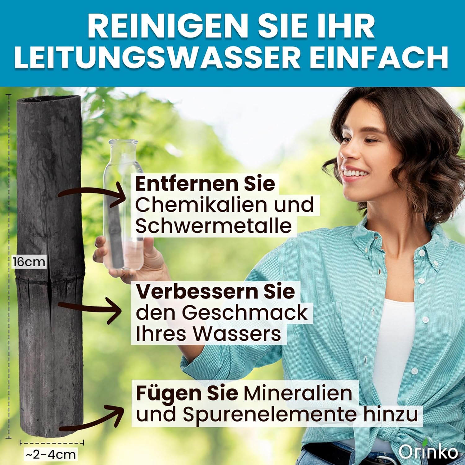 Binchotan 5x Aktivkohle-Wasserfilter aus Bambus zur Reinigung von Wasser in Karaffe – Bild 2