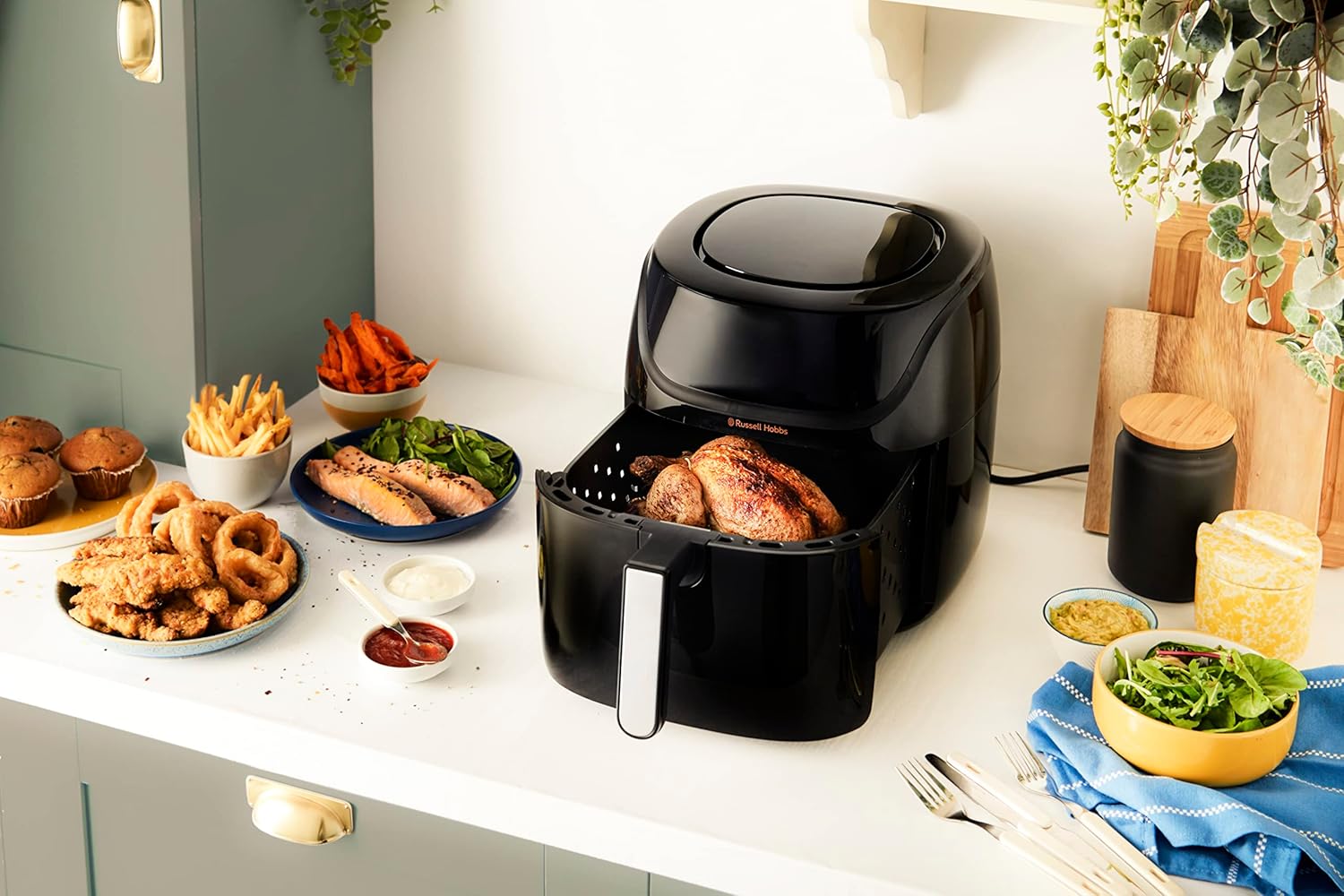 Russell Hobbs SatisFry 27170-56 Heißluftfritteuse XXL, 8 l, Rapid AirFryer, kompaktes Gehäuse, 7 Kochfunktionen, 10 Programme, spülmaschinenfest, max. 220 °C, Fritteuse ohne Öl, Grillen, Backen, Braten – Bild 7