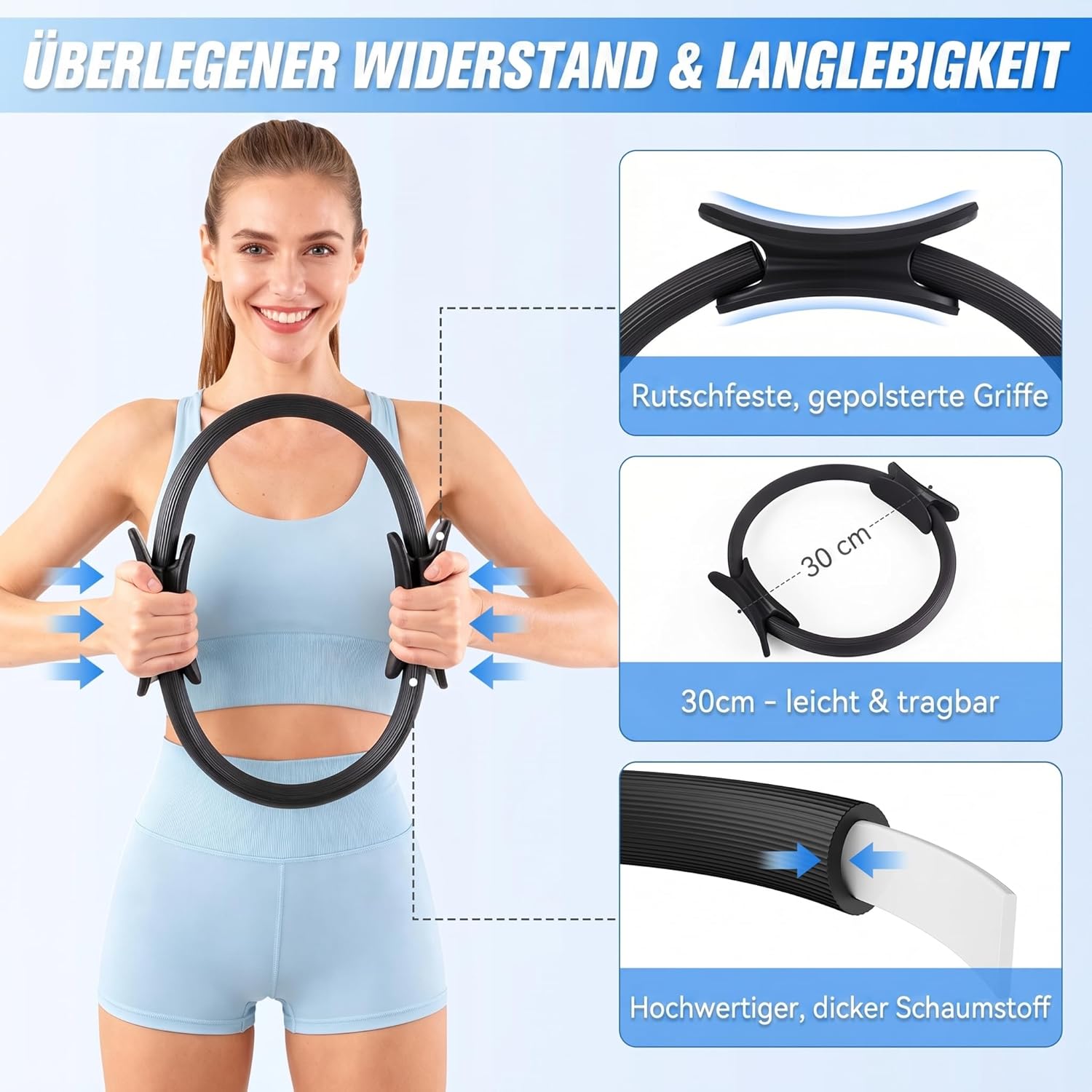 Pilates Set - Pilates Ball, Pilates Ring, Pilates Socken, 3 Stufen Fitnessbänder und Terrabänder, Pilates Set Für Zuhause, Home Workout Pilates Equipment mit Übungsanleitung & Tragebeutel – Bild 3