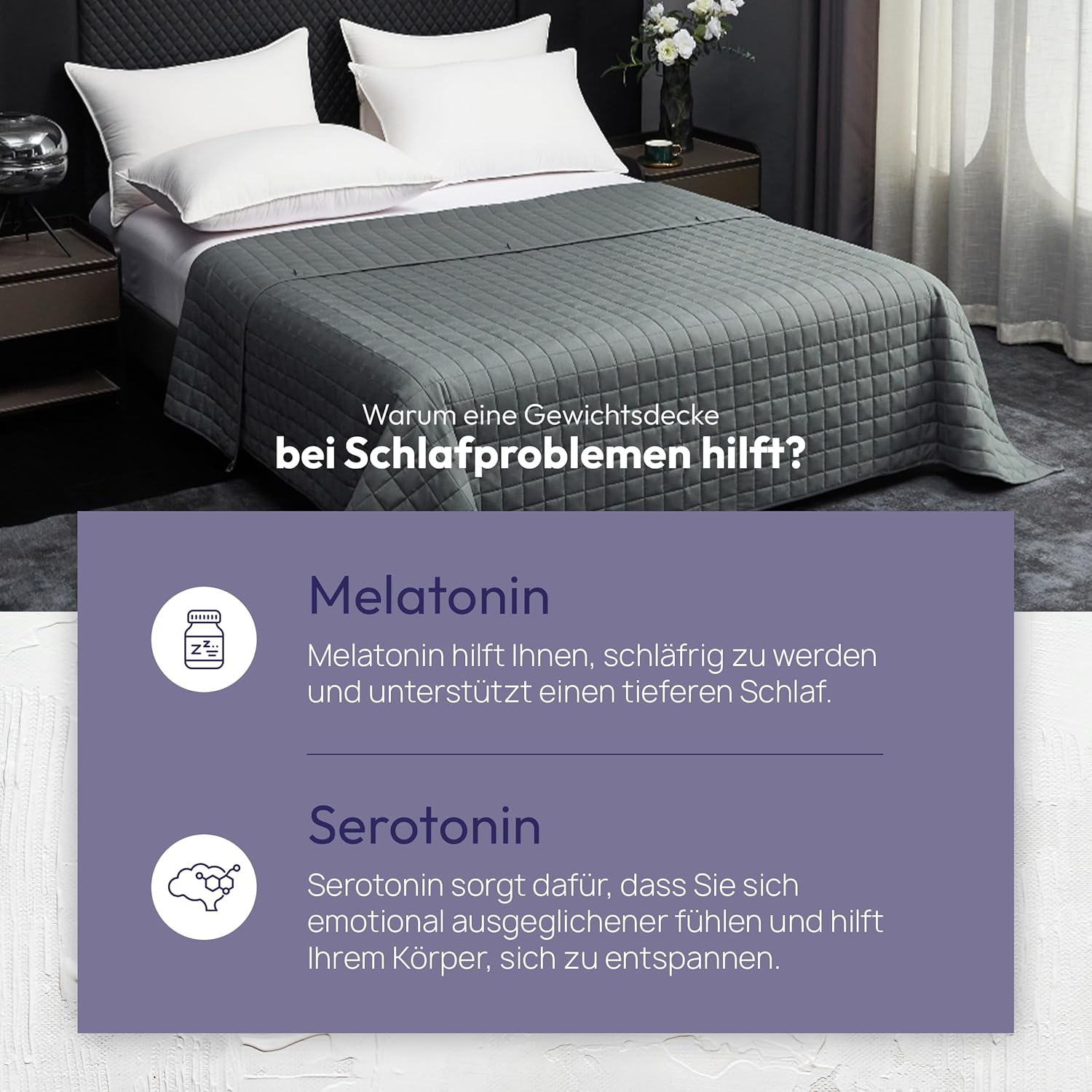 Gewichtsdecke 135 x 200 cm, 7 kg, schwere Bettdecke – Anti-Stress-Therapiedecke mit Glasdruckverteilung, schwere Gewichtsdecke für tiefen Schlaf und bessere Erholung, Einschlafhilfe für Erwachsene – Bild 8