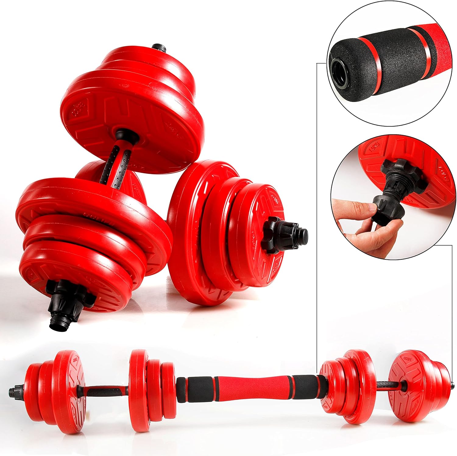 CCLIFE Hanteln Set 2er Kurzhanteln Langhanteln verstellbar Hantelset 20/25/30/40kg professionelle Hantel mit Verbindungsstahlrohr Gewichten – Bild 2