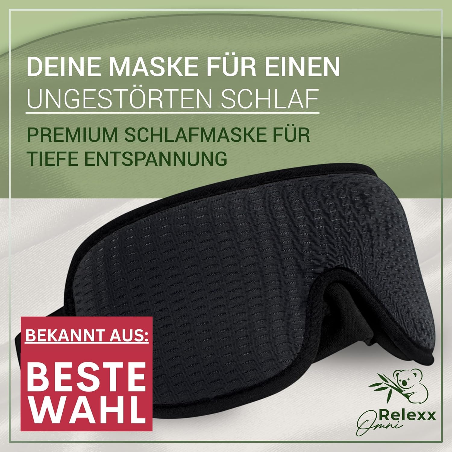 Schlafmaske für Männer und Frauen – atmungsaktive Schlafmaske – bequeme und weiche Augenmaske – lichtblockierend – Reisetasche – 3D-Aussparung für Augen – Memory-Schaum (schwarz) – Bild 3