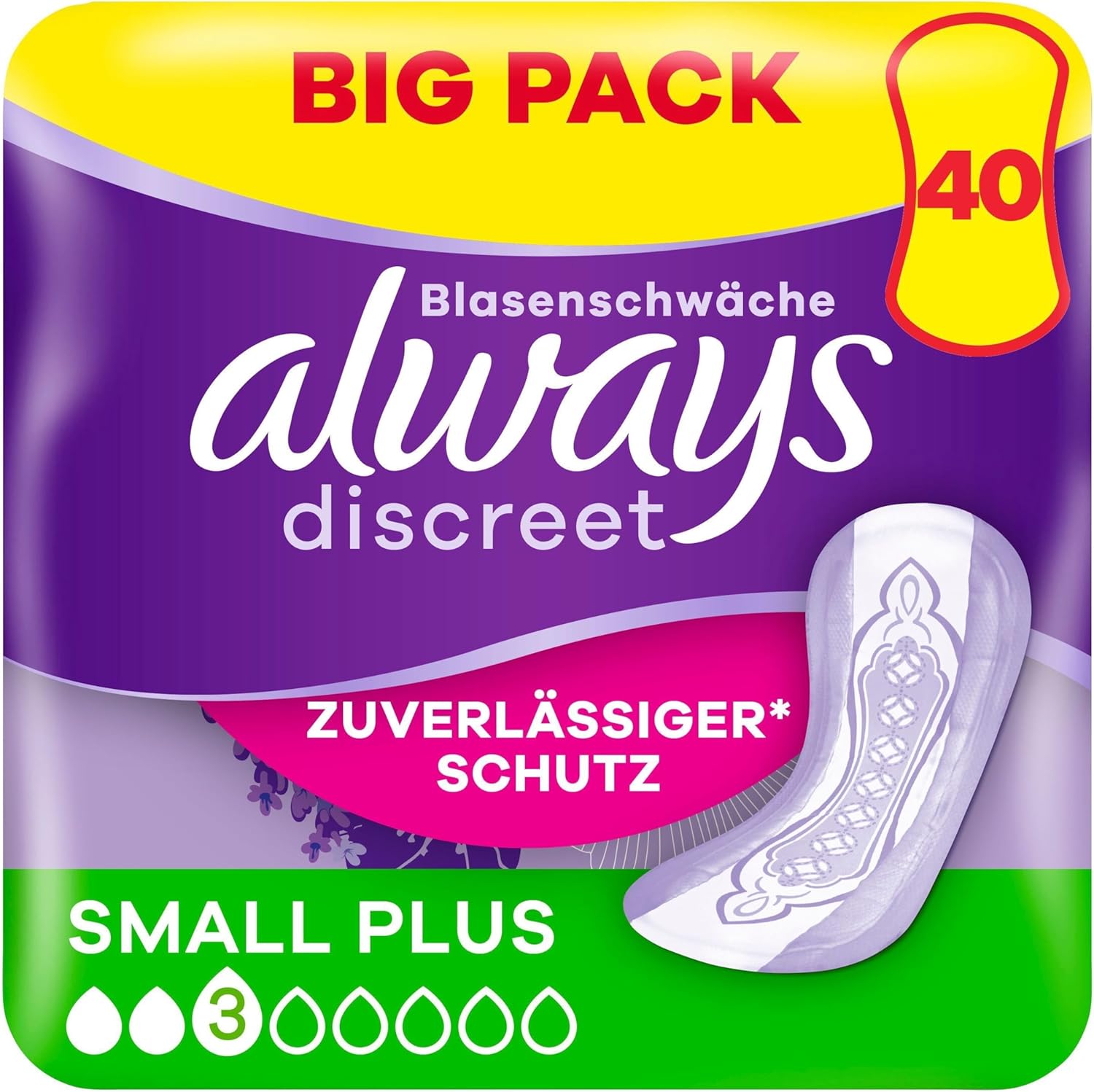Always Discreet Inkontinenzeinlagen für Damen, Normal, 40 Stück, Rundumschutz, Unglaubliche Diskretion