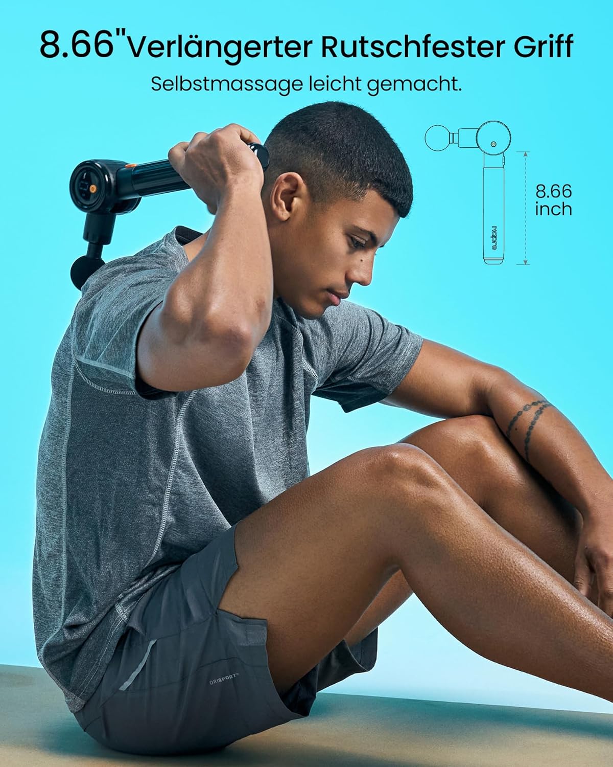 NAPRE Massagepistole mit Wärme und Kälte, Massagepistole mit Verlängerungsgriff, verstellbare Winkel, Muskel-Percussion-Massagegerät für Rücken, Nacken, Körperentspannung, 6 Köpfe und Koffer – Bild 9