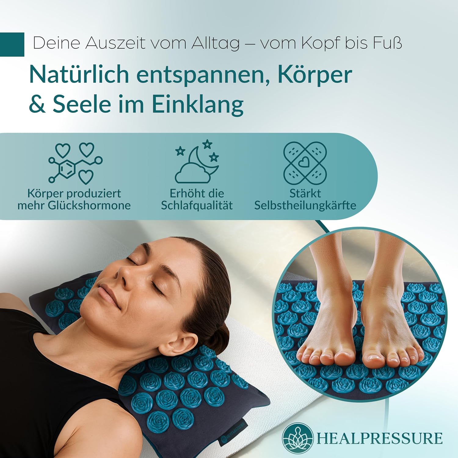 Akupressurmatten-Set, 5-teiliges Entspannungsset aus Naturmaterialien für Rücken, Nacken, Füße, Akupressurmatte mit 700 Spitzen mit Tragetasche, waschbare Bezüge, Wellness für Zuhause – Bild 6
