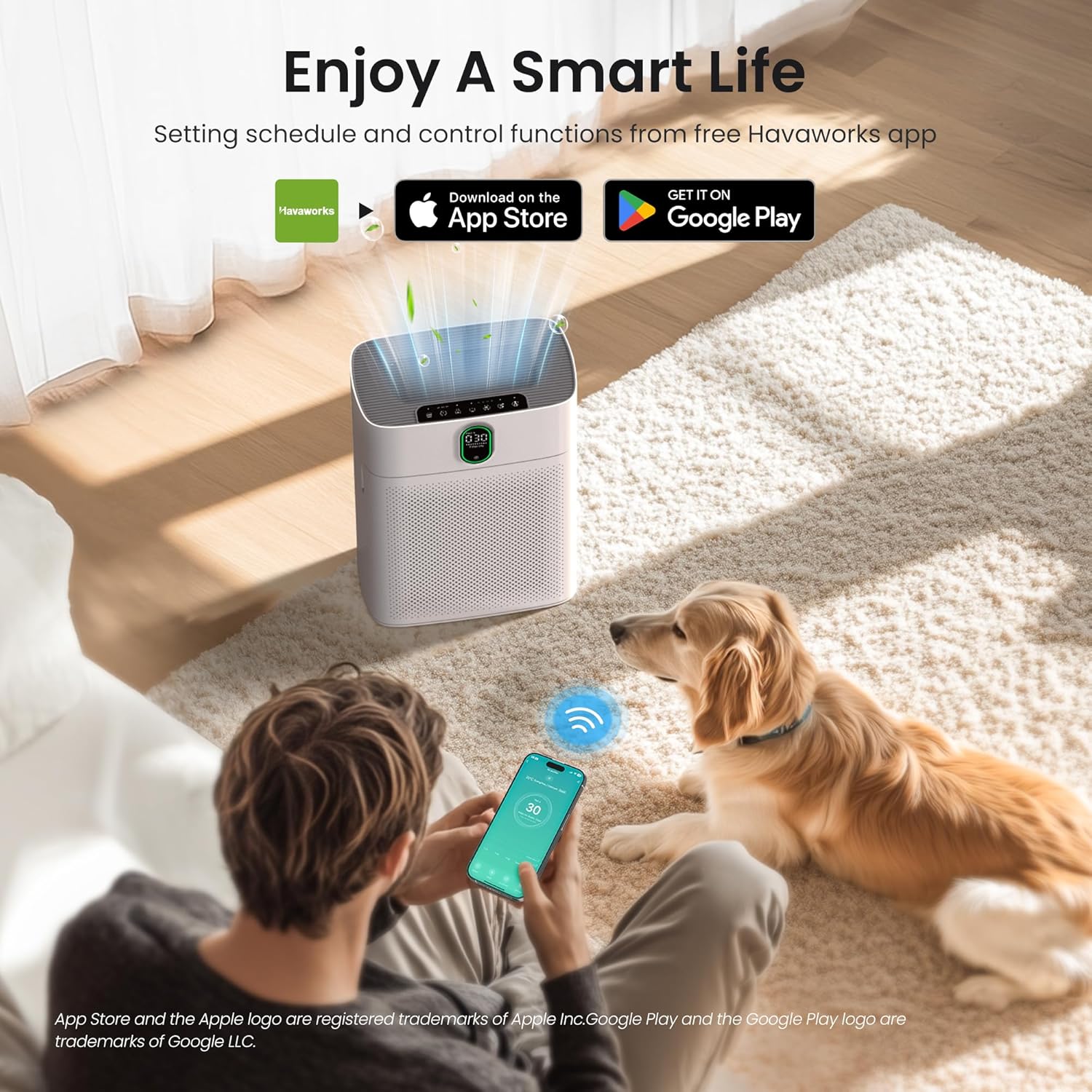 MERONTE Luftreiniger für Zuhause und Raucherzimmer, allergikerfreundlich, HEPA-Filter gegen Staubpollen, CADR 300 m³/h für 100 m², 24 dB leise, Timer, Luftqualitäts-Feedback & Auto-Modus, 1 Packung + 3 Modi – Bild 2