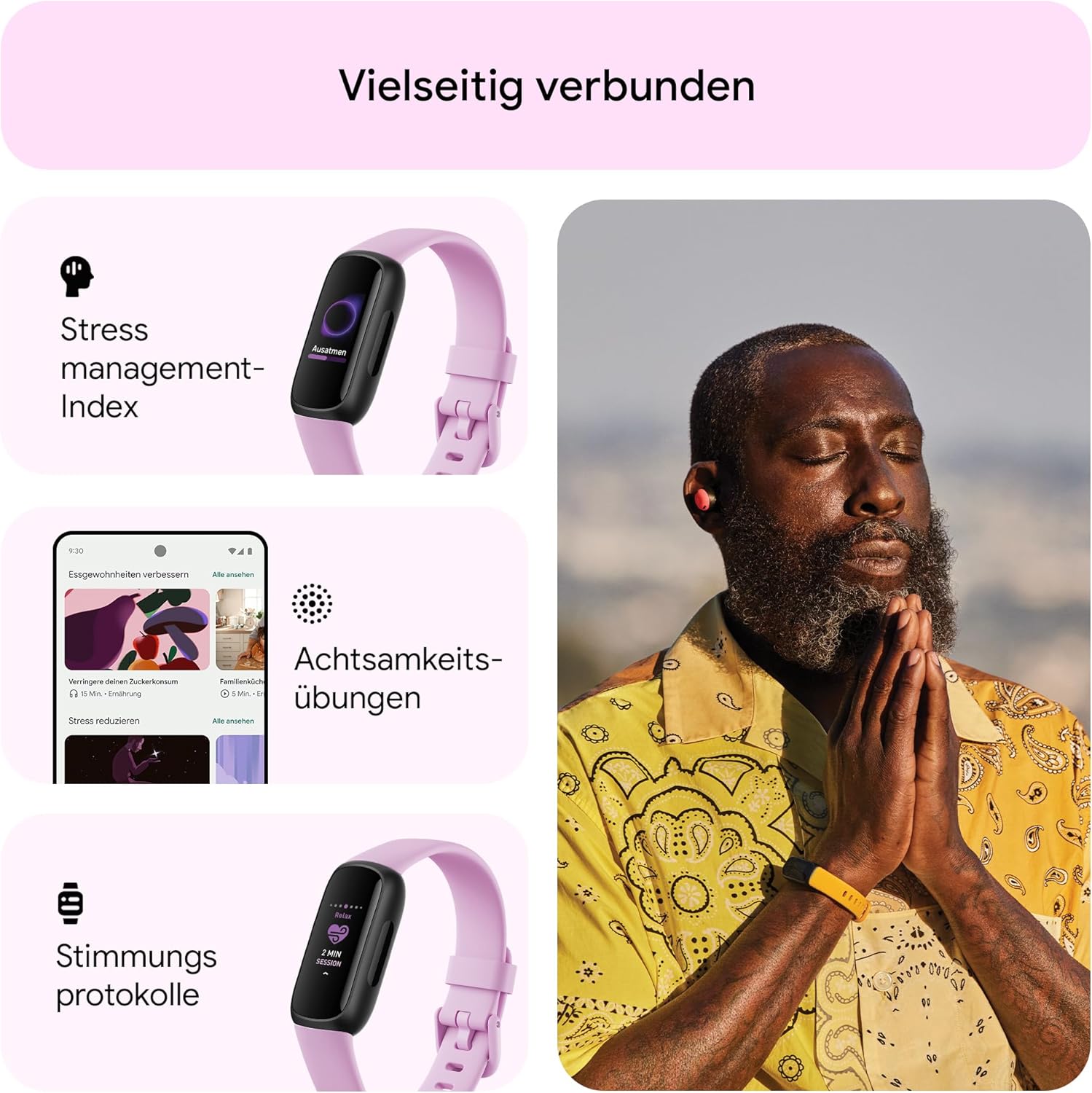 Fitbit Inspire 3 von Google, Gesundheits- und Fitness-Tracker Damen/Herren, Herzfrequenzmesser, Stressmanagement, Schlafanalyse & bis zu 10 Tage Akkulaufzeit, Fitnessuhr kompatibel mit Android/iOS – Bild 5