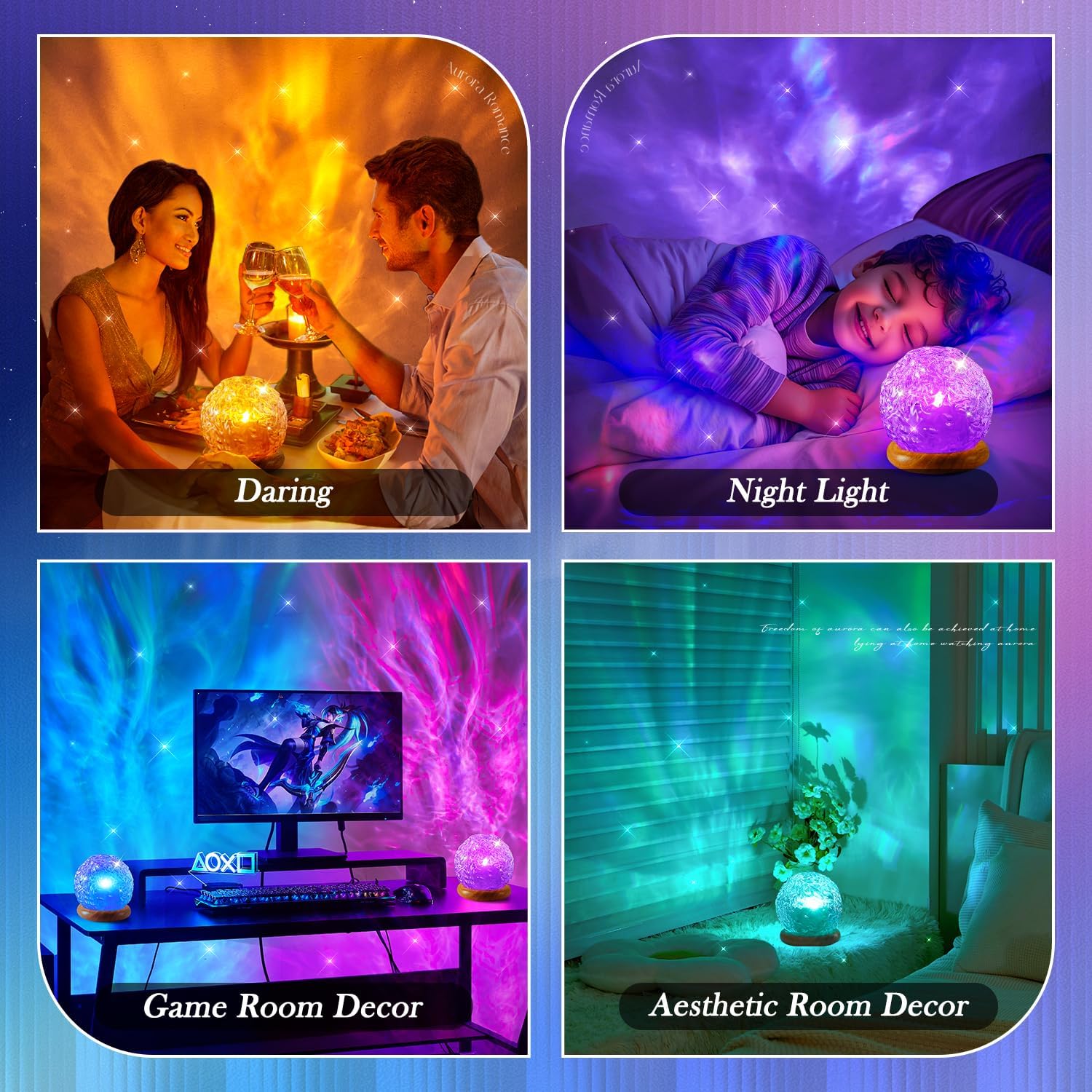 PIKOY Sternenhimmel-Projektor als Kristallkugel mit 18 RGB-Farben, dimmbar & Timer – eine Premium-Dekoration für Gaming & Schlafzimmer und das ideale Geschenk für Frauen & Männer & Kinder – Bild 7