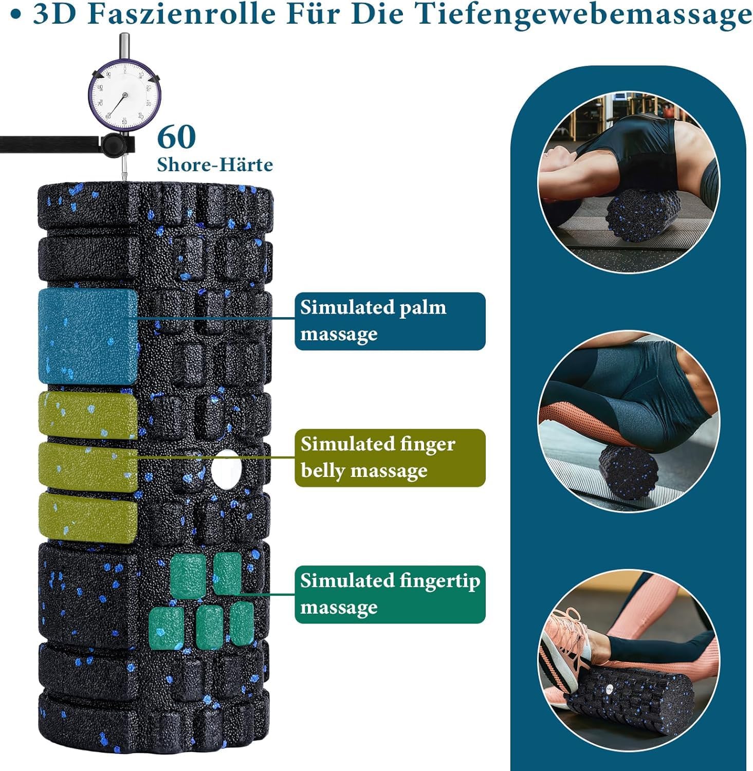 3D-Faszienrollen-Set, Schaumstoffrolle, Faszien-Set mit Faszienball, Mini-Faszienrolle klein und Duoball für Yoga, Faszientraining der Muskeln – Bild 3