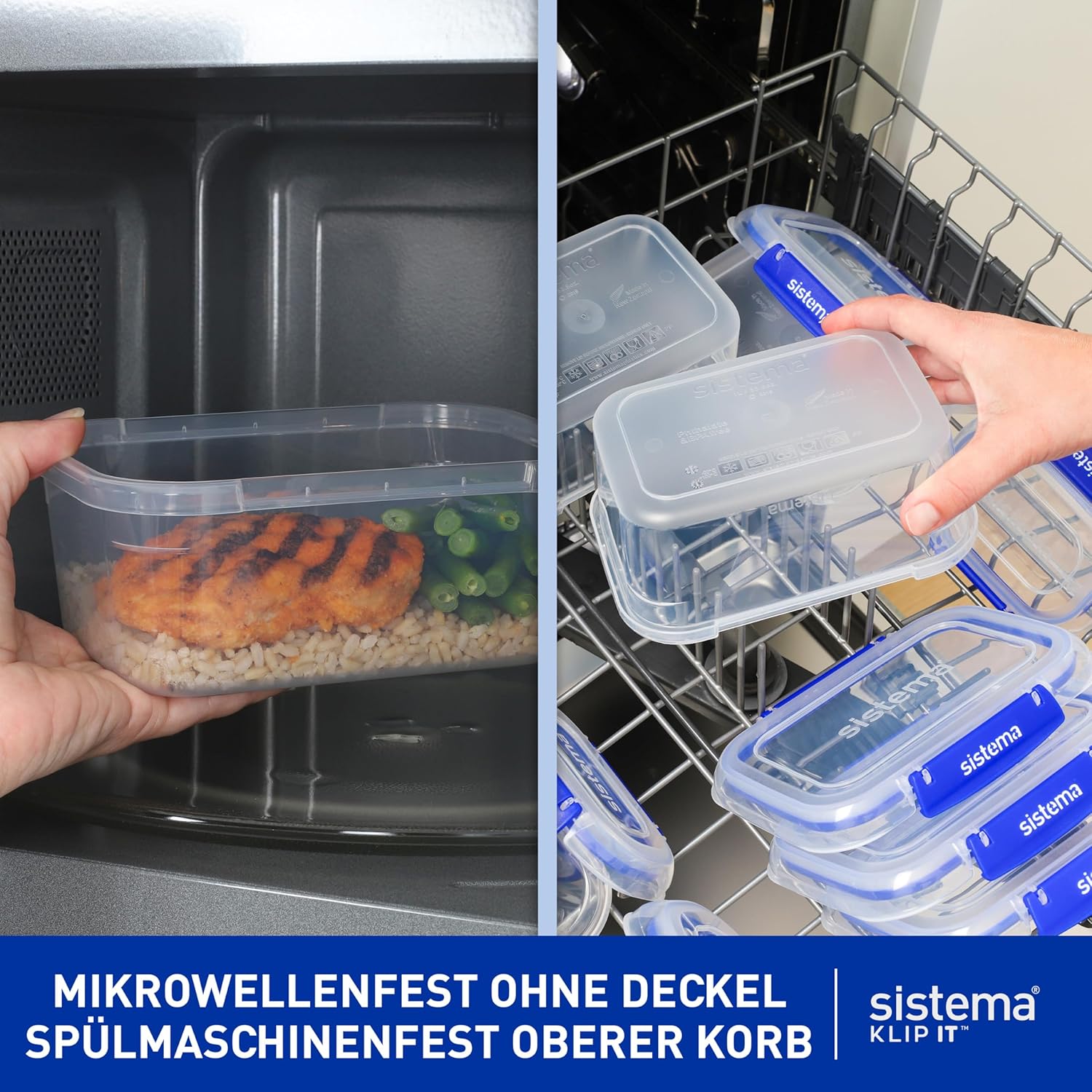 Sistema Frischhaltedosen | Behälter für die Zubereitung von Mahlzeiten mit Deckel, Lunchboxen, Snackbehälter und mehr | Stapelbar und luftdicht | BPA-frei | 20 Stück – Bild 4