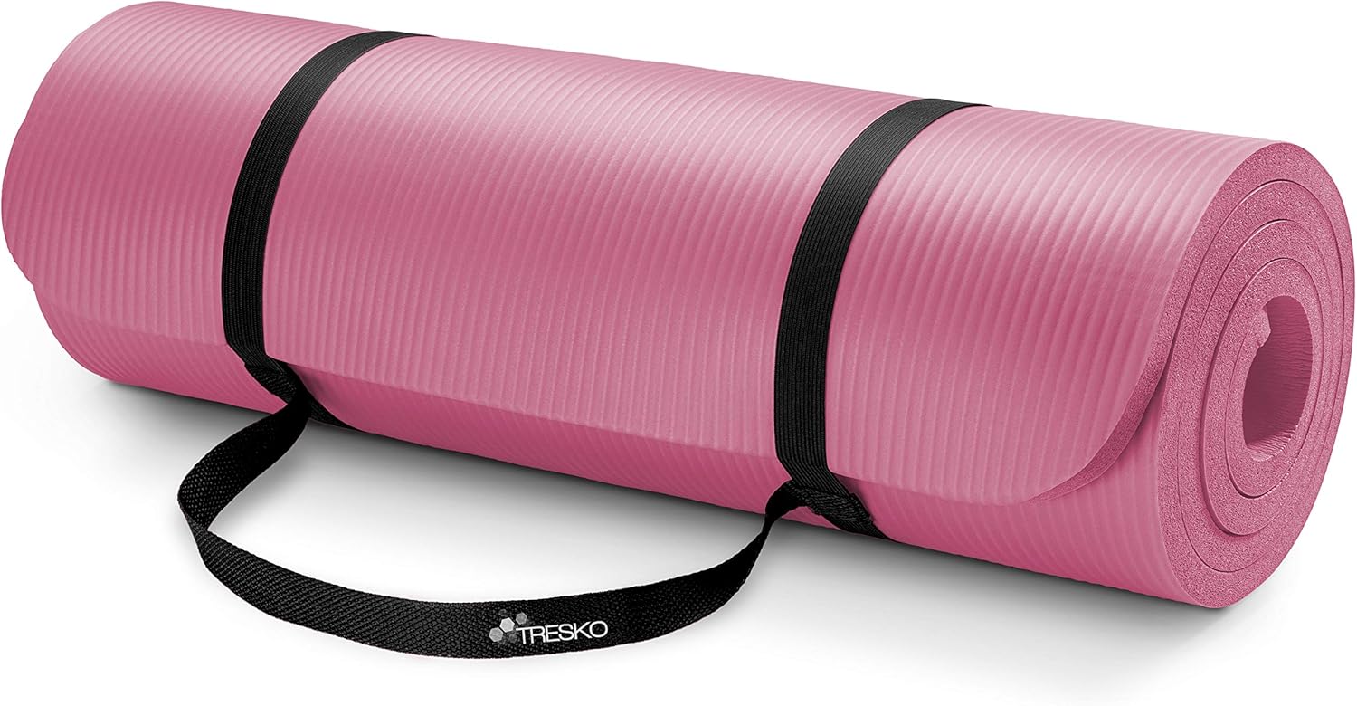 TRESKO Yogamatte, phthalatfrei, rutschfeste Gymnastikmatte, Pilatesmatte, Fitnessmatte mit Tragegurt, 185 x 60 und 190 x 100 cm – Bild 8
