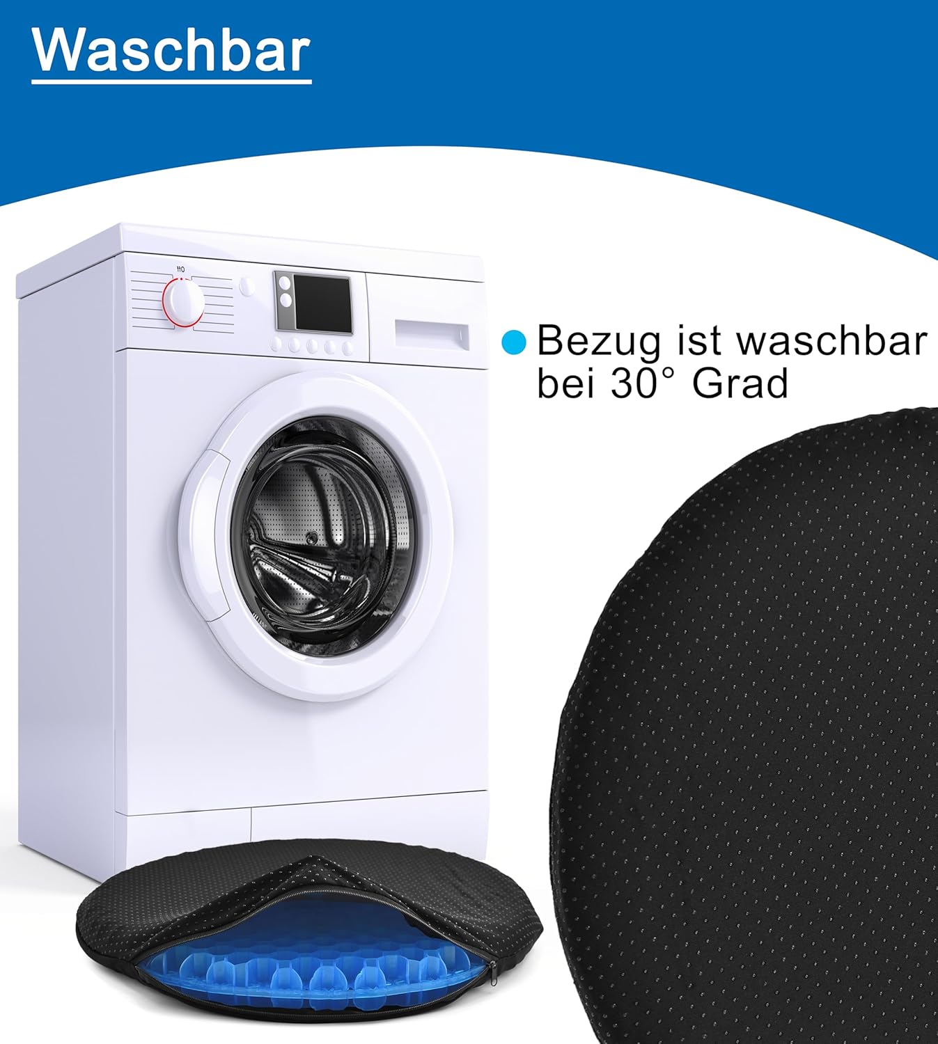 Gelkissen mit kühlender Gelschicht, Donut-Kissen gegen Steißbeinschmerzen, Autokissen, Sitzkissen rutschfest, orthopädisches Gesäßkissen für Hämorrhoiden, atmungsaktives orthopädisches Sitzkissen – Bild 5