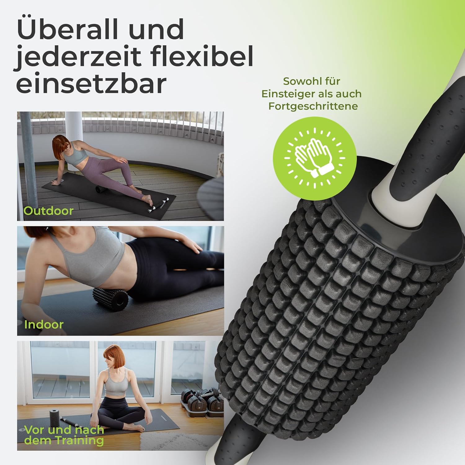 Faszienrolle 2-in-1 – Bauchrolle & Massagerolle | Rücken & Wirbelsäule schnell entspannen | Oberschenkelrolle, Beinrolle und Rückenrolle | Effektive Massage und Muskelregeneration für Sportler – Bild 5