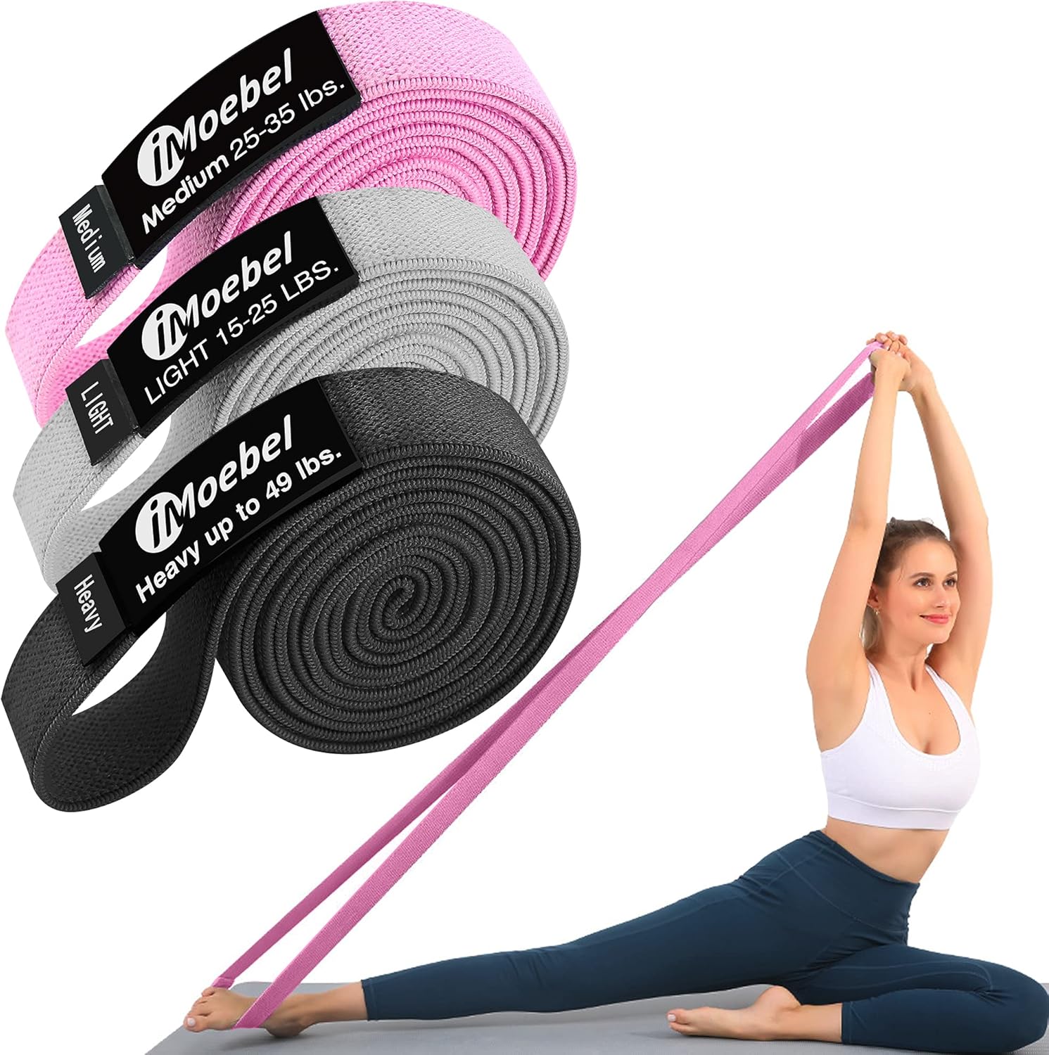 Fitnessband Stoff-Widerstandsbänder – Lange Widerstandsbänder, rutschfestes Gymnastikband, Klimmzugband für Krafttraining, Crossfit, Yoga, Heimtraining