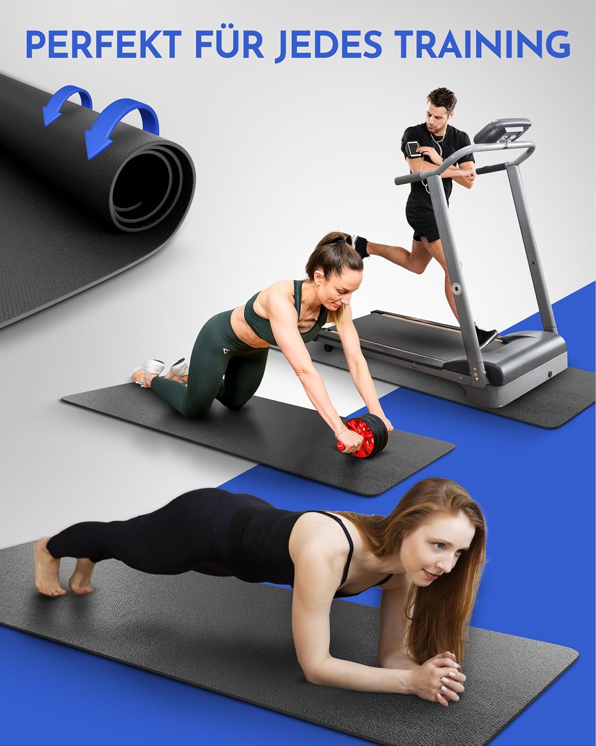 NEOLYMP Bodenschutzmatte Fitnessgeräte (120 x 60 cm) – Laufbandmatte 8 mm Stärke – langlebig, rutschfest & stoßdämpfend – Fitness-Unterlegmatte für Crosstrainer – Gymnastikmatte, Fitnessmatte – Bild 6