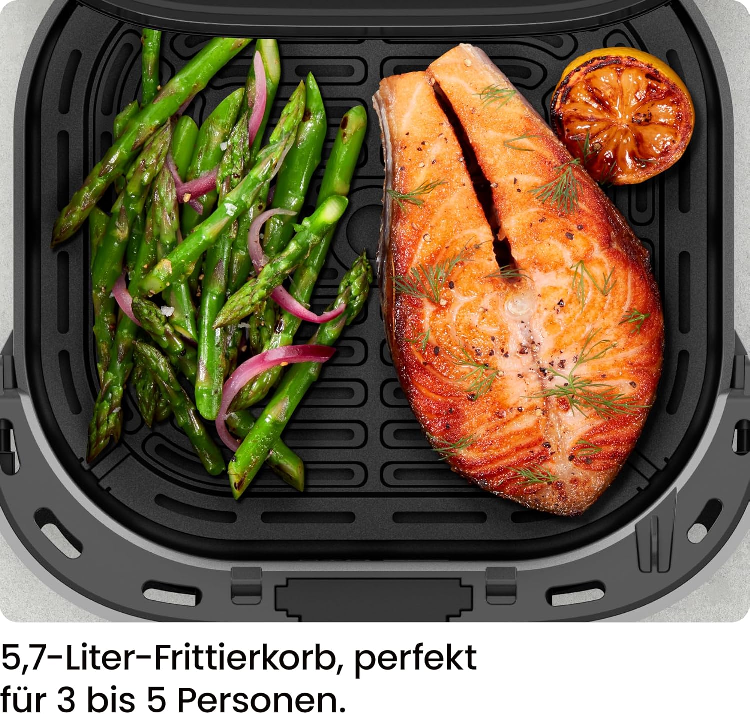 Chefman Heißluftfritteuse, 5,7 l kompakte Heißluftfritteuse, mit Hi-Fry-Technologie, Sichtfenster, Touch-Bedienung, Antihaftbeschichtung und spülmaschinenfest, Schwarz – Bild 3