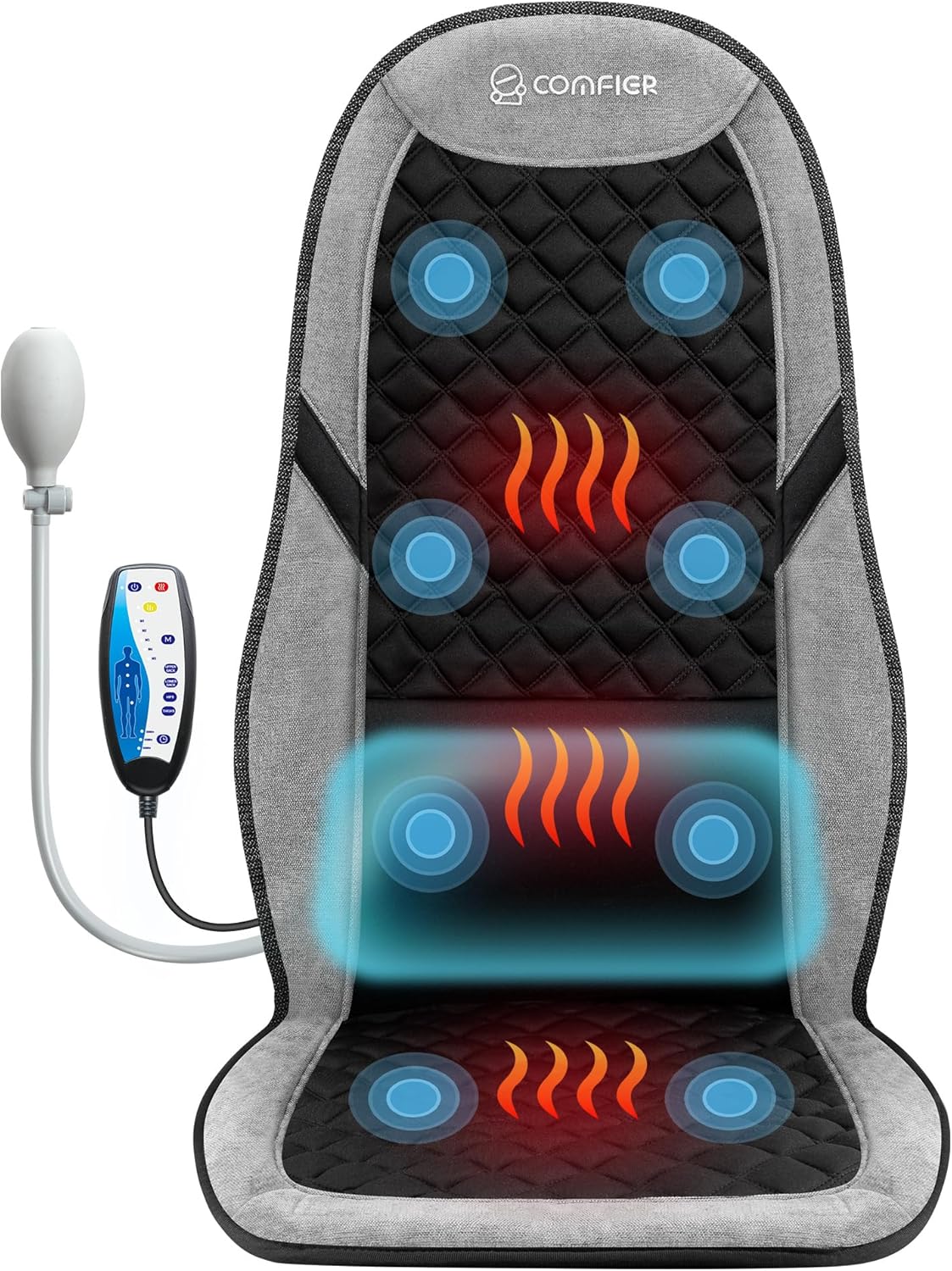 COMFIER Massagematte mit Wärme und innovativer verstellbarer Lendenwirbelstütze, Vibrationsmassage-Sitzpolster, Rückenmassagegerät zur Linderung von Rückenermüdung, Geschenke für Frauen