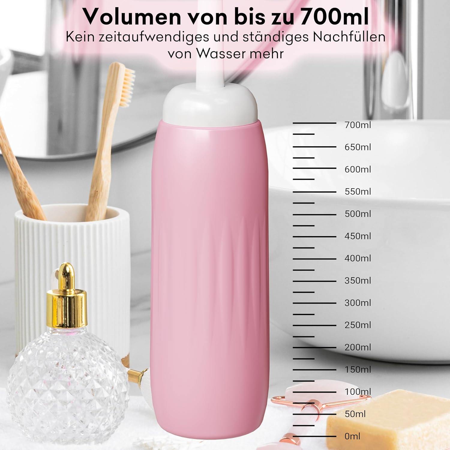 Faltbare Po-Dusche 700 ml (XXL-Version) für Männer und Frauen – Tragbare Intimdusche mit 9 Löchern für stärkeren Wasserstrahl – Tragbares Bidet für Reisen und Wochenbett – Bild 2