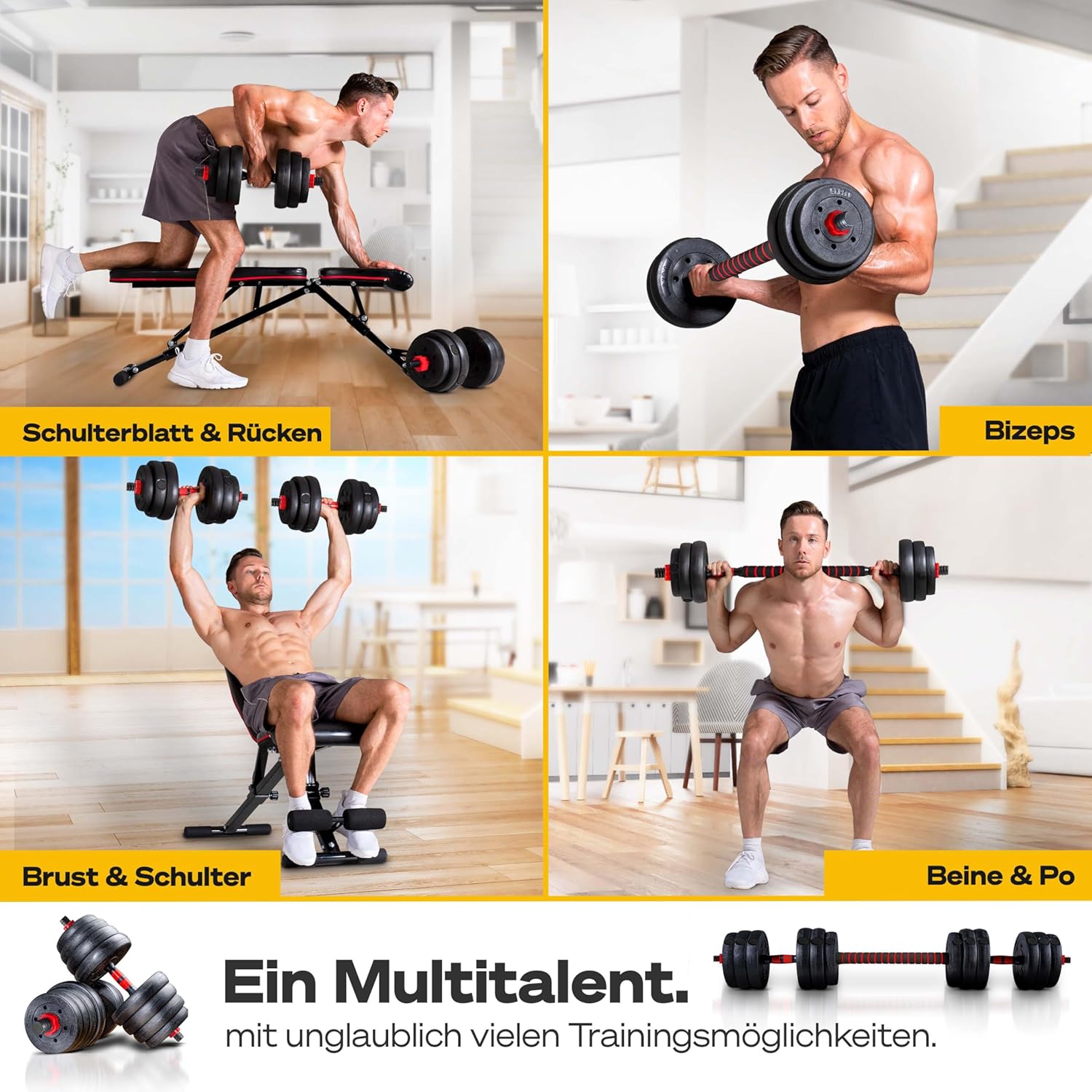 Sportstech 2in1 innovatives Hantelset AH150, deutsche Qualitätsmarke, Kurzhanteln & Langhantel, Kurzhanteln im 30 kg / 40 kg Set, Sicherheitsverschluss + Langverbinder, für Damen und Herren – Bild 3