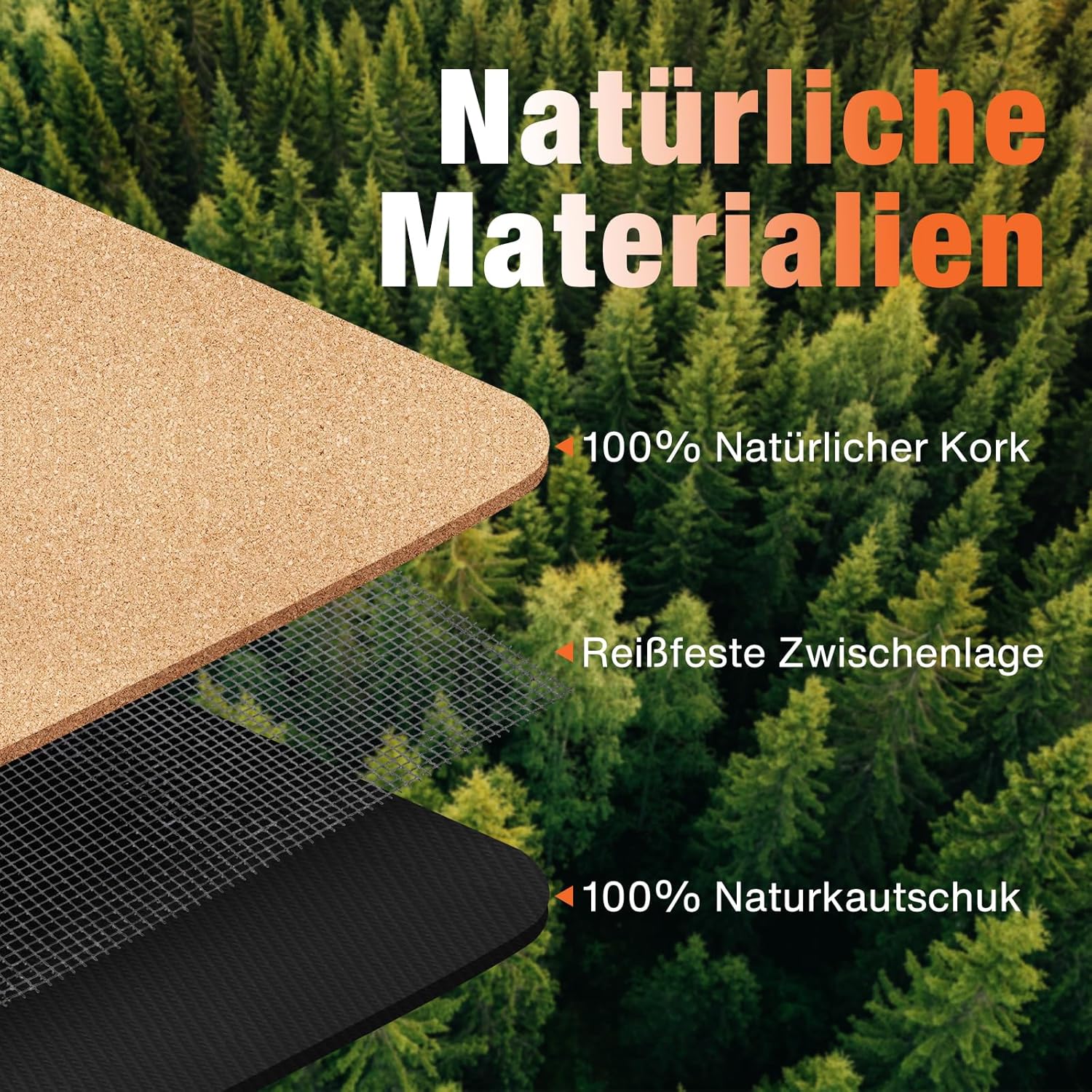 DH FitLife Kork-Yogamatte, rutschfest, aus Naturkautschuk | Gebrauchsfertig | Leicht zu reinigen | Hochwertige Sport-, Fitness- und Gymnastikmatte für Yoga, Pilates und Balance – Bild 2