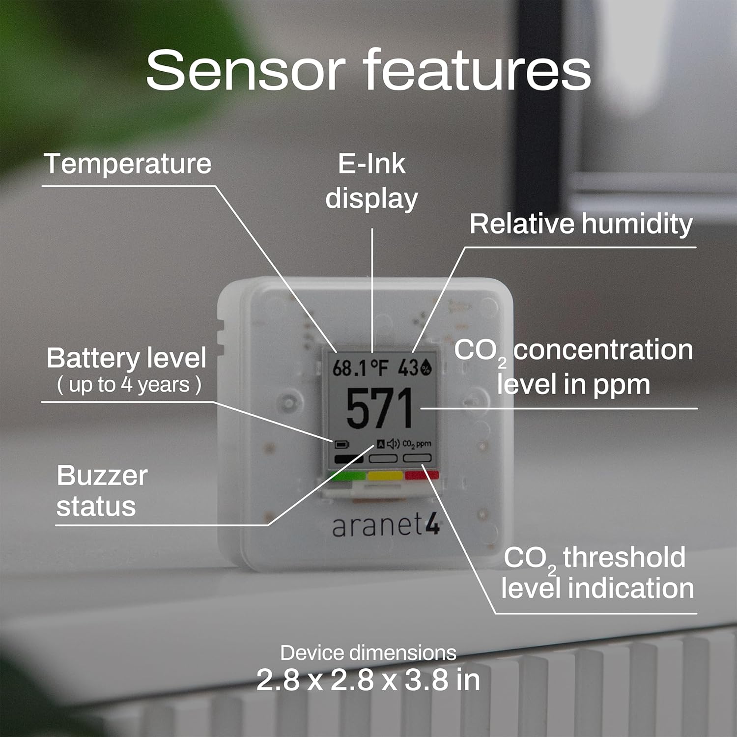 Aranet4 Home Kabelloser Raumluftqualitätssensor für Zuhause, Büro oder Schule (CO2, Temperatur, Luftfeuchtigkeit und mehr), tragbar – Bild 3