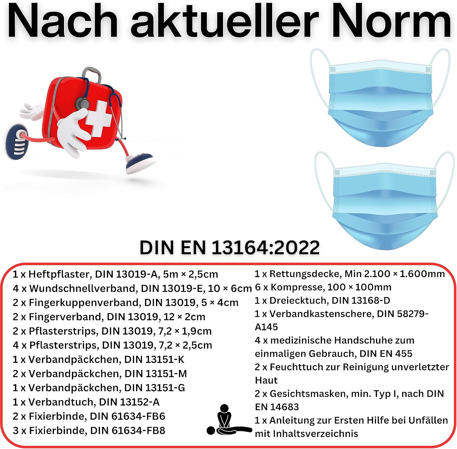 Petex Erste-Hilfe-Tascheninhalt nach DIN 13164, rot – Bild 3