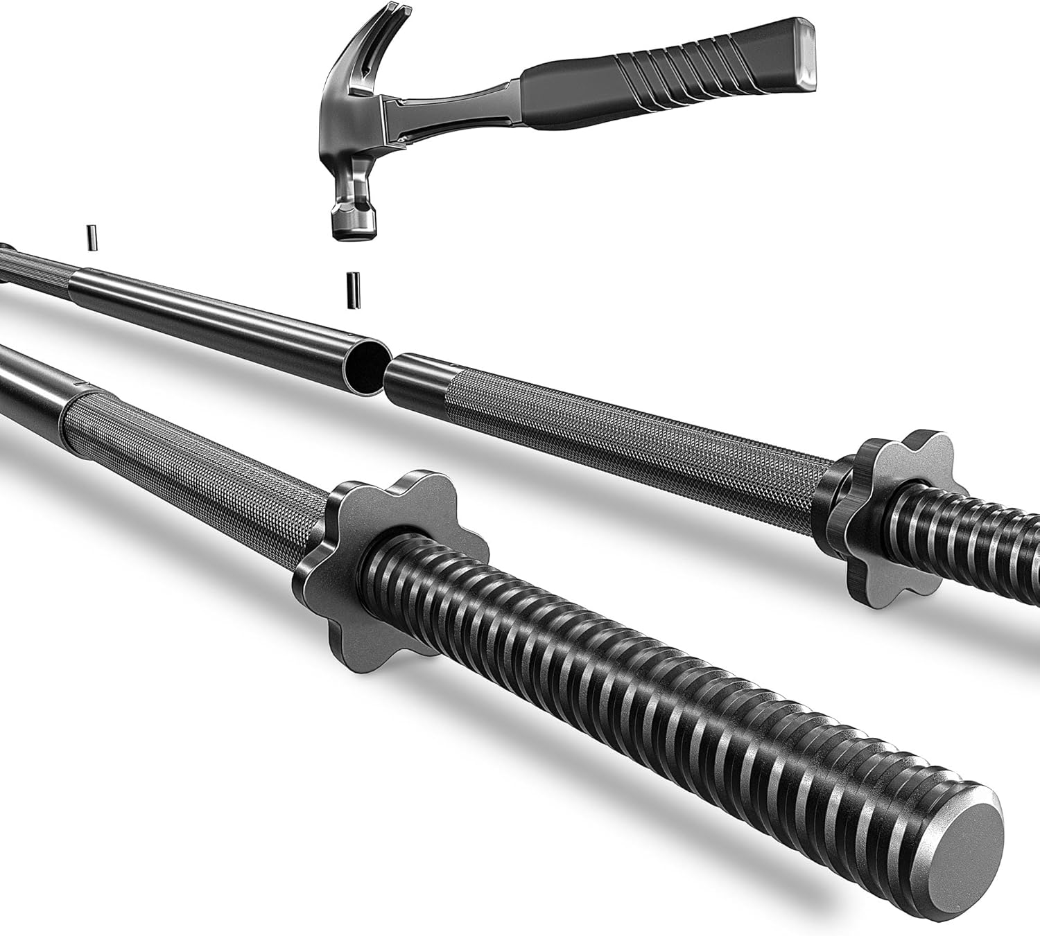 TREX SPORT Langhantelset 28 kg | Hantelset mit Langhantelstange 150 cm aus Stahl und 12 Hantelscheiben aus Kunststoff in Schwarz mit mattem Finish | Für das Krafttraining zu Hause – Bild 9