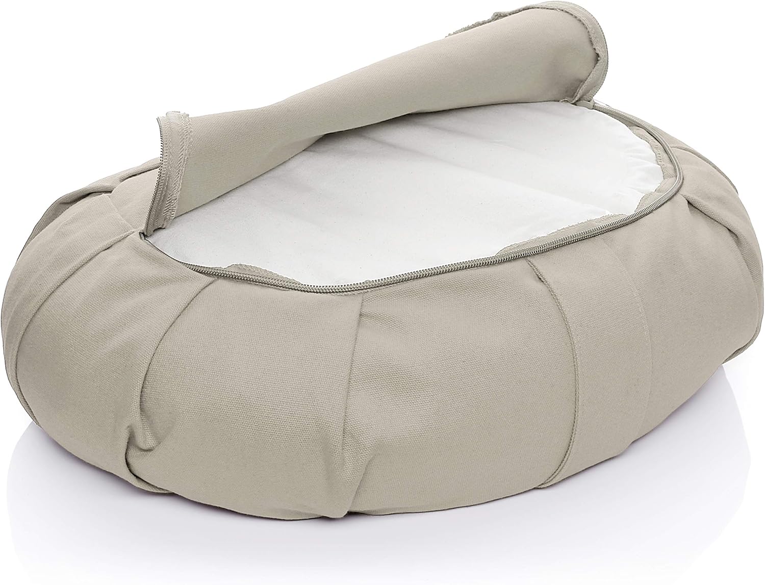 BODYMATE Halbmond-Yogakissen 42 cm lang, 30 cm breit und 15 cm hoch mit Buchweizenschalenfüllung – maschinenwaschbarer Bezug aus 100 % extra dicker Baumwolle – Meditationskissen – Sitzkissen – Bild 5