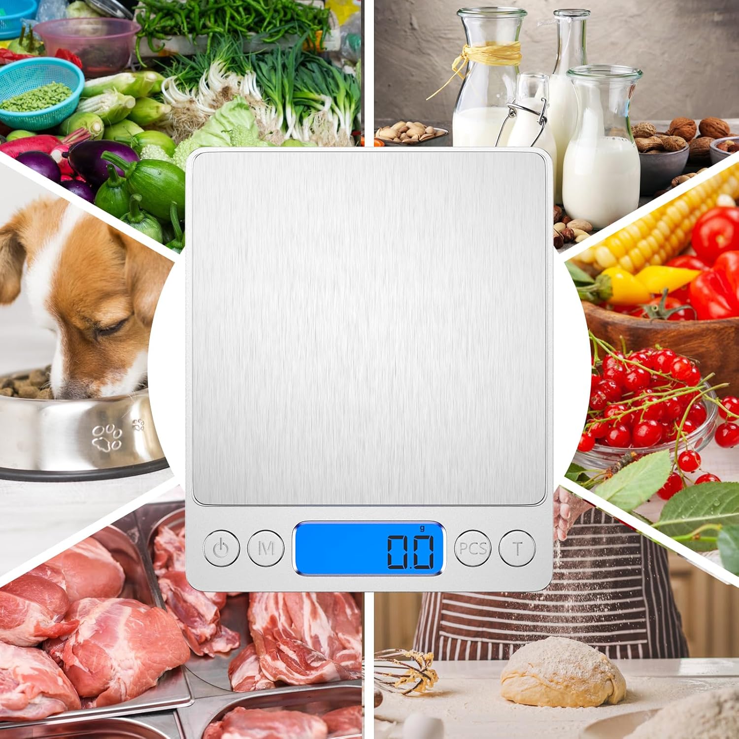 Elektronische Küchenwaage von Gvolatee, 3 kg/0,1 g, digitale Waage aus Edelstahl mit LCD-Display und Tara-Funktion, automatische Lagerwaage mit 6 Maßeinheiten, Wiegen von Lebensmitteln zum Kochen, Backen, Mischen – Bild 7