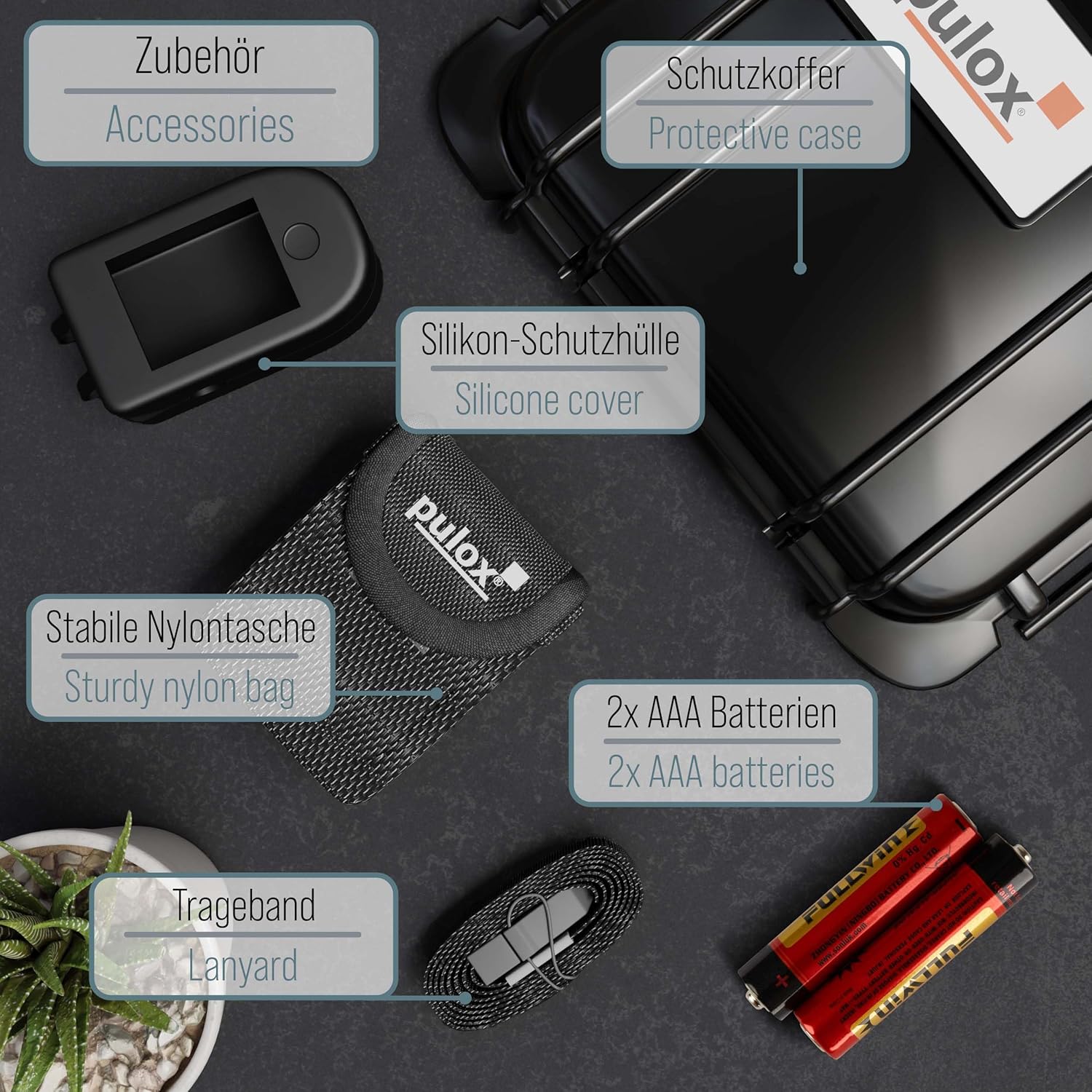 Pulsoximeter PULOX PO-200A mit zuschaltbarer Alarmfunktion und Pulston inkl. Zubehör *Farbauswahl möglich, schwarz – Bild 6