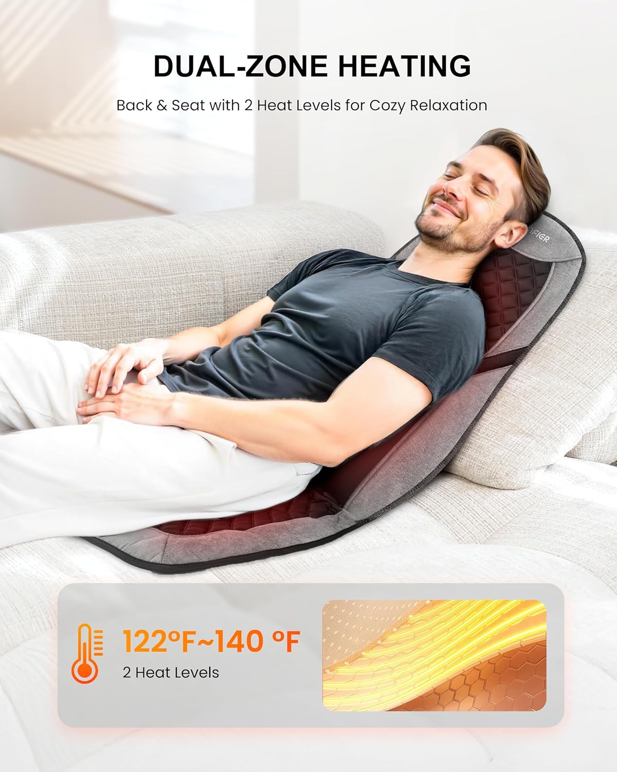 COMFIER Massagematte mit Wärme und innovativer verstellbarer Lendenwirbelstütze, Vibrationsmassage-Sitzpolster, Rückenmassagegerät zur Linderung von Rückenermüdung, Geschenke für Frauen – Bild 4