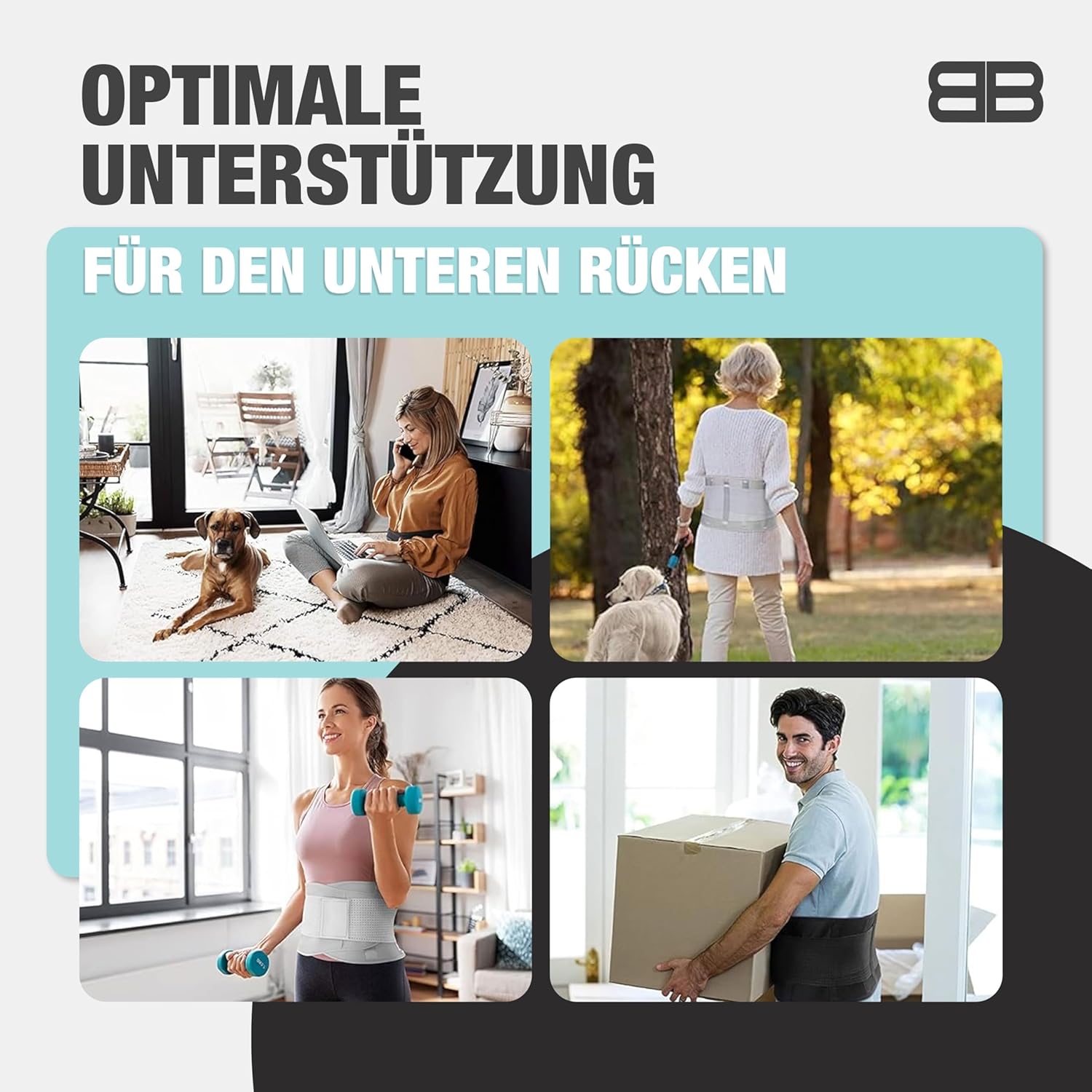 BACK BODYGUARD Rückengurt – Innovative Lordosenstütze – Rückenbandage entlastet den Rücken – Nierengurt zur Rückenunterstützung – 3 Größen (L, Schwarz) – Bild 7