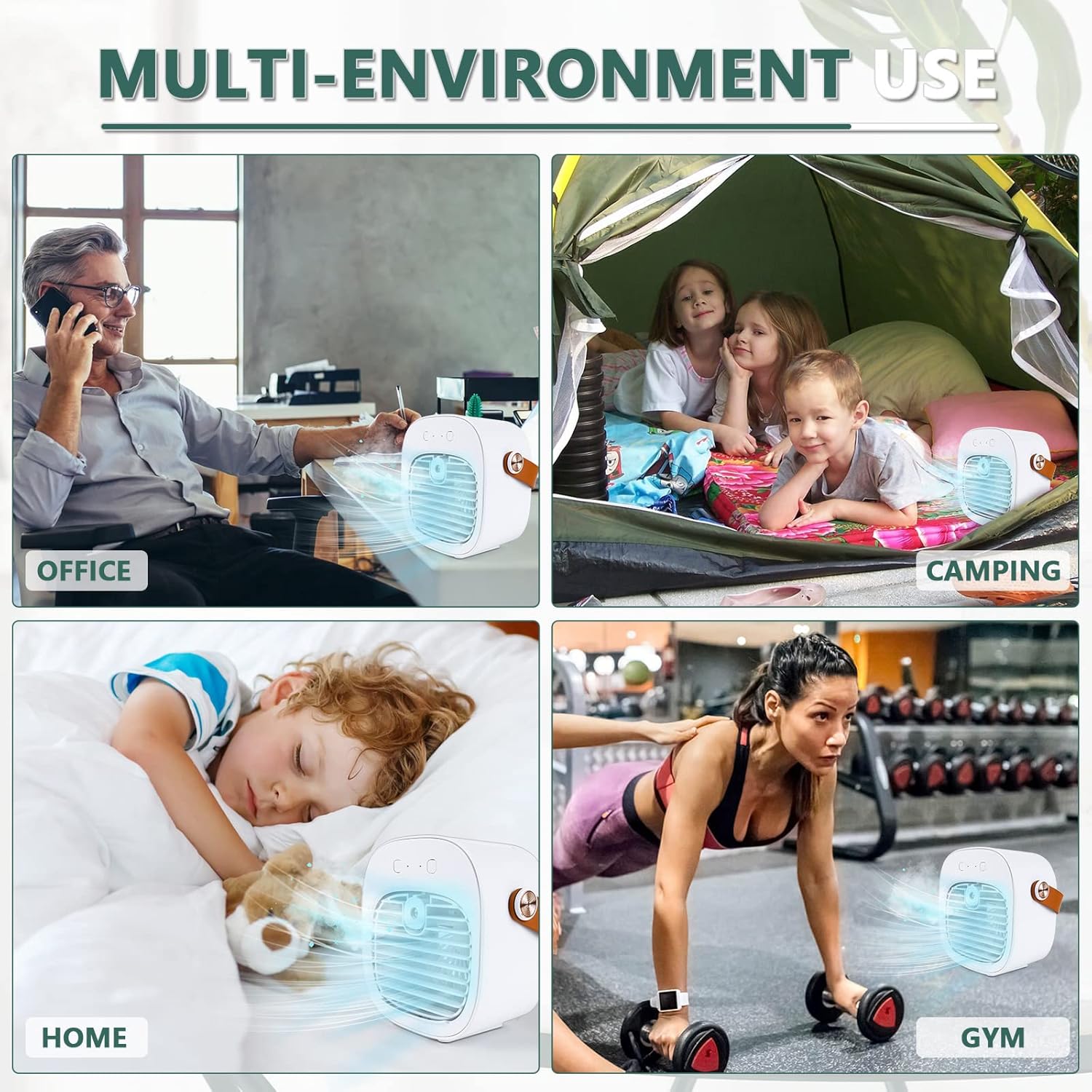 Tragbarer Luftkühler, Mini-Klimaanlage, kleiner 2-in-1-Verdunstungskühler mit Griff/Luftbefeuchter/3 Geschwindigkeiten, Desktop-Eiswürfel-Lüfter für Büro und Schlafzimmer – Bild 6