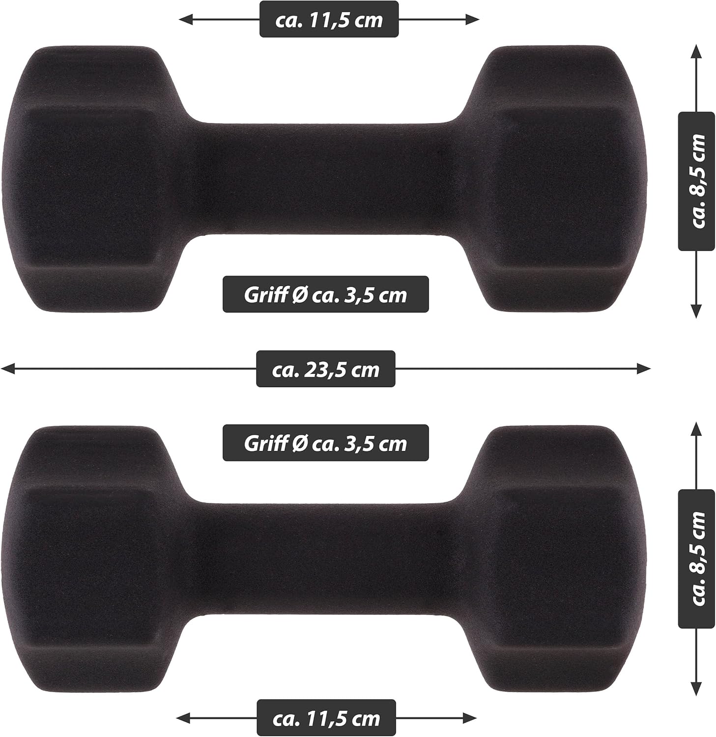 Hantelset Neoprenhanteln 2 x 5,0 kg Fitnesshanteln Krafttraining Workout Home Gym – Bild 7