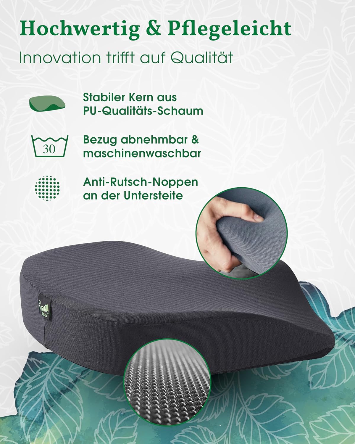 Hüftkissen – Das Original Orthopädisches Sitzkissen – Ergonomisches Keilkissen für Bürostuhl & Stuhl – Entlastet Rücken, Hüfte, Knie & LWS – Gegen Schmerzen & aufrechtes Sitzen – Bild 4