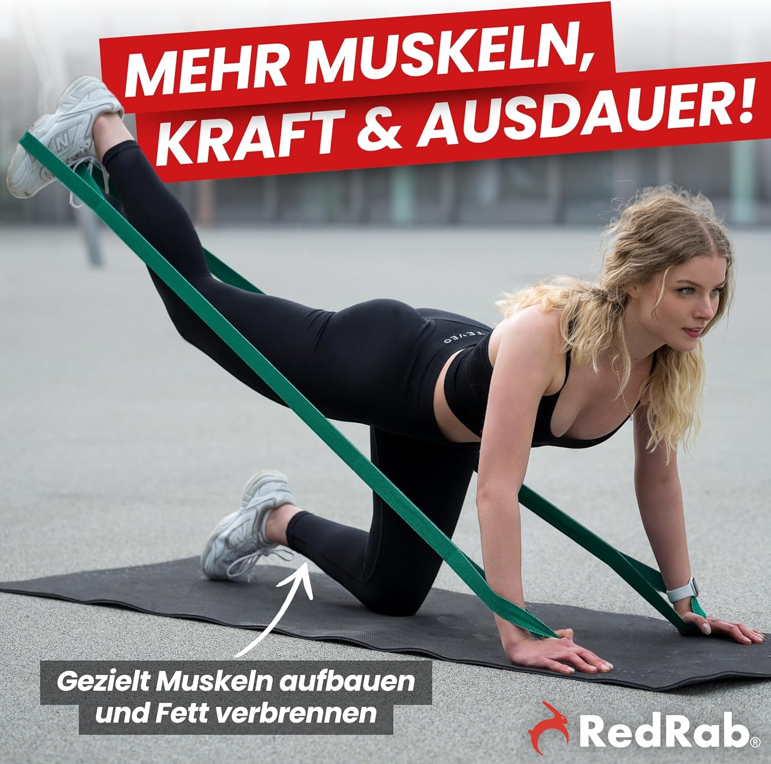 RED RAB Fitnessbänder Stoff – Übungsband mit Schlaufen – 245 cm lang – Widerstandsbänder & Widerstandsbänder Krafttraining – Fitnessband, Widerstandsband Fitness, Gummiband Sport – Bild 2