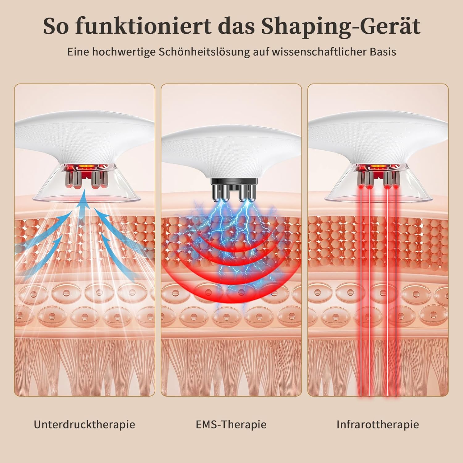 Ehomfory 3-in-1-Schröpfmassagegerät mit Lymphdrainagegerät, Cellulite-Massagegerät, Massagepistole und EMS- und Rotlichtfunktion zur Gesichtsstraffung und Körperkonturierung, tragbar – Bild 5