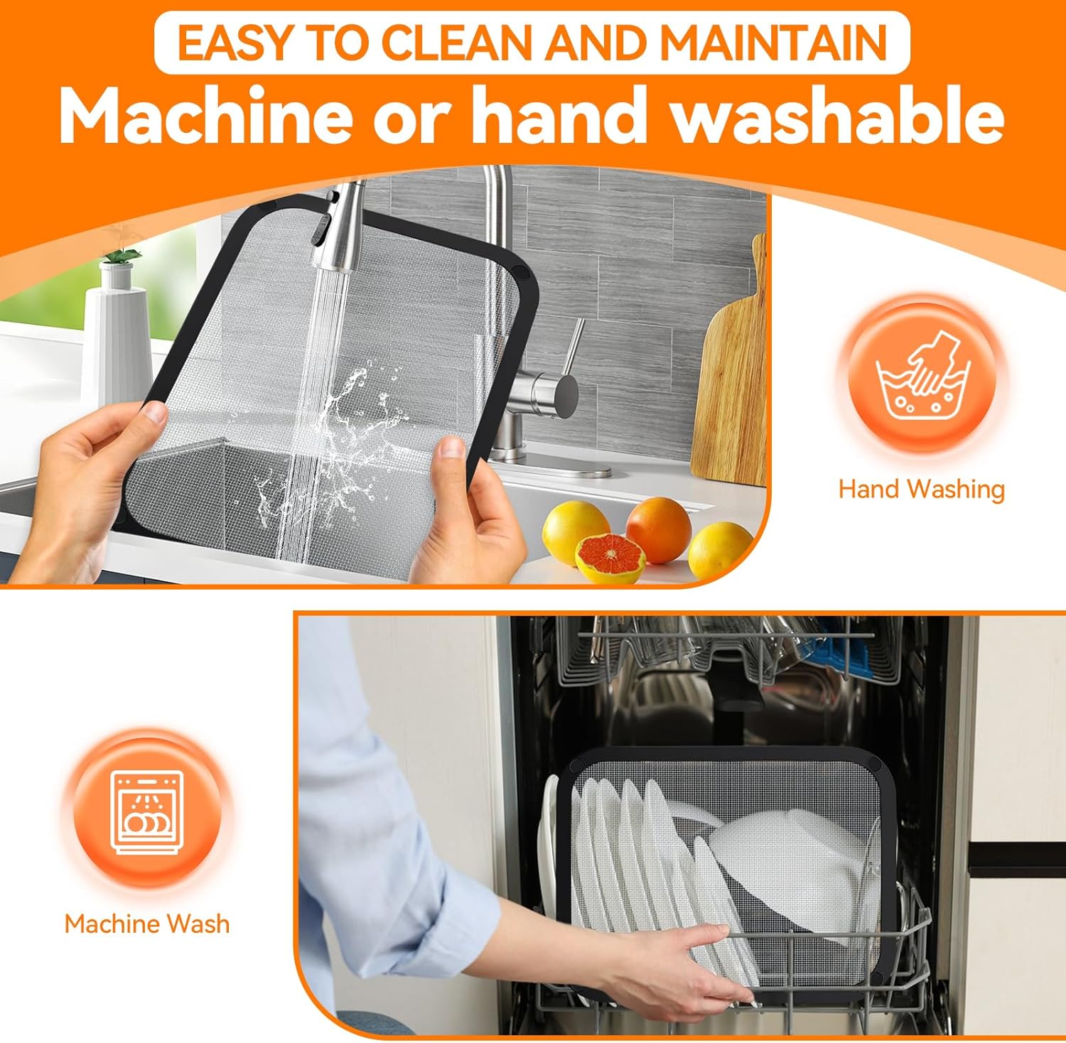 2 Stück Edelstahl-Spritzschutz für Heißluftfritteuse für Cosori CAF-R901-AEU 8,5 l/Dual Blaze TwinFry 10 l, Heißluftfritteuse-Zubehör für Cosori Heißluftfritteuse 8,5 l, Schutz für obere Heizelemente – Bild 5