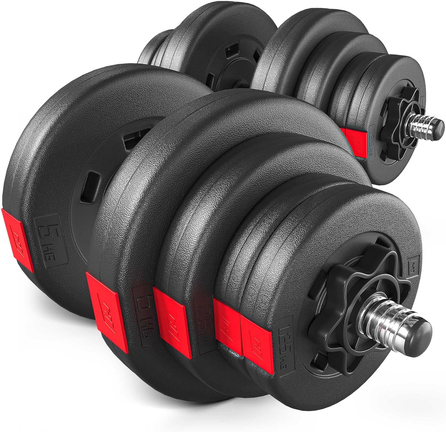 Hop-Sport Hanteln 2er Set - Hanteln Set - Gewichte 20 kg / 40 kg - Hantelstange 30 mm mit Spinlock-Kragen, gerändelt