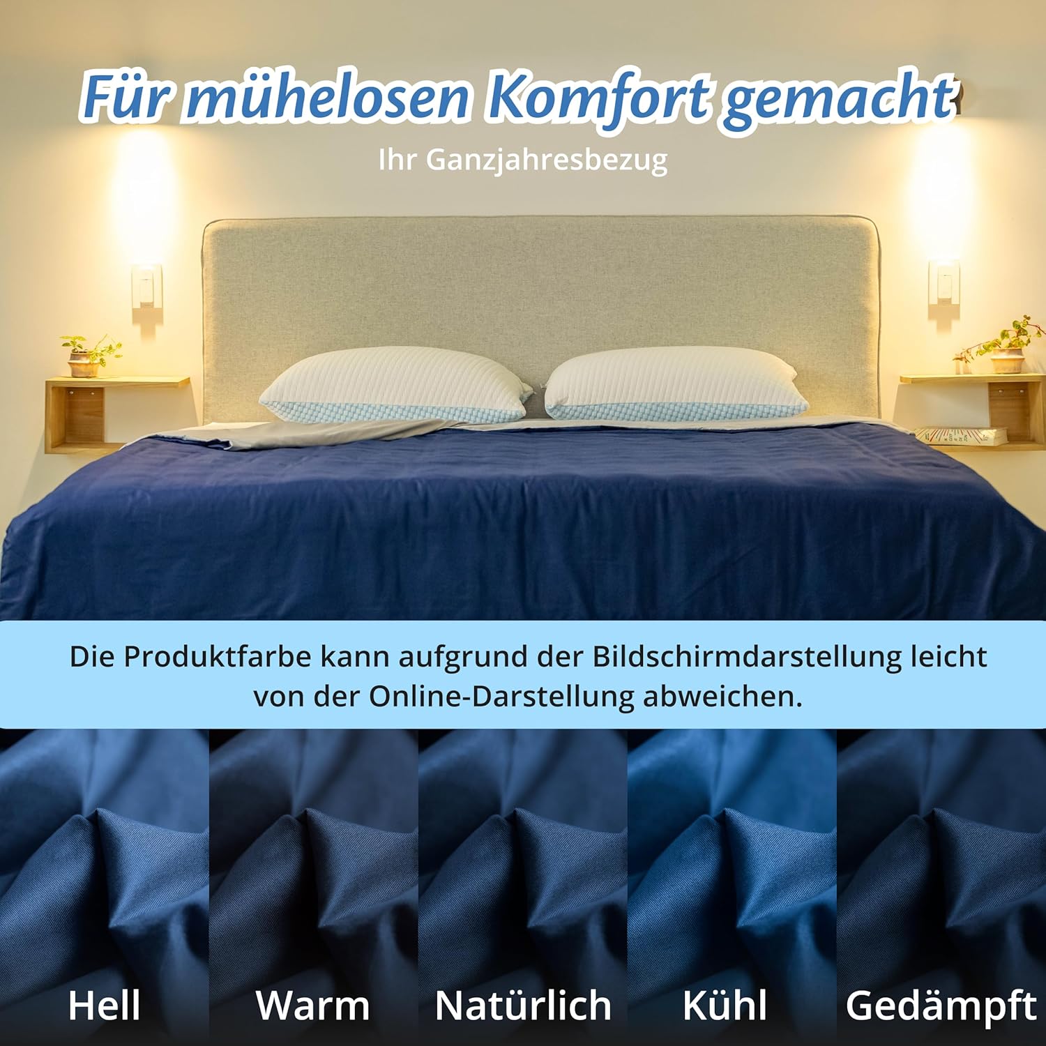 Ella Bettbezug 135 x 200 cm für Gewichtsdecke – aus 100 % Baumwolle – geeignet für Gewichtsdecken mit 7 kg und 9 kg – Marineblau – Bild 6