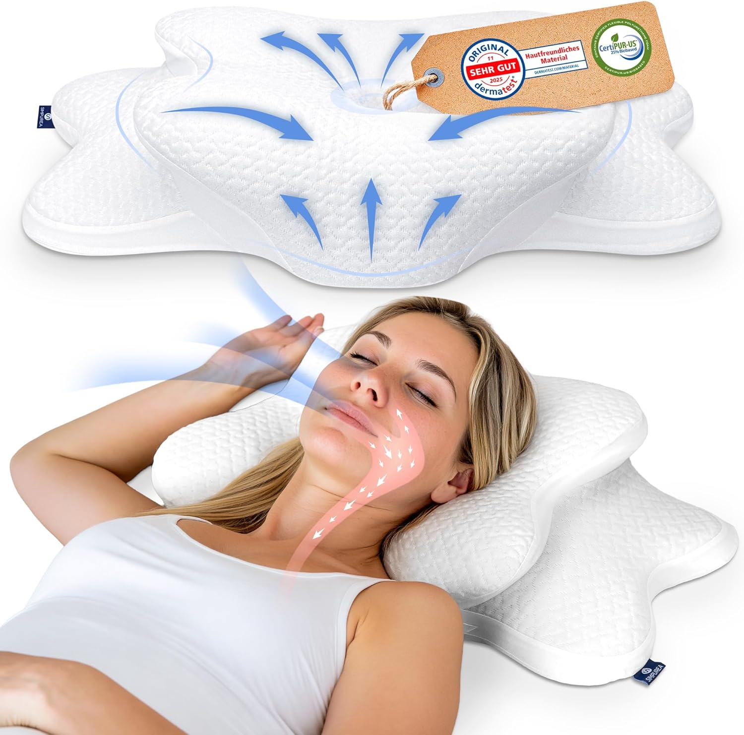 Orthopädisches Schlafkissen „Bambus“ – Ergonomisches Nackenstützkissen mit viskoelastischem Memory-Schaum & atmungsaktivem Bambusfaserbezug – für Rücken-, Seiten- und Bauchschläfer