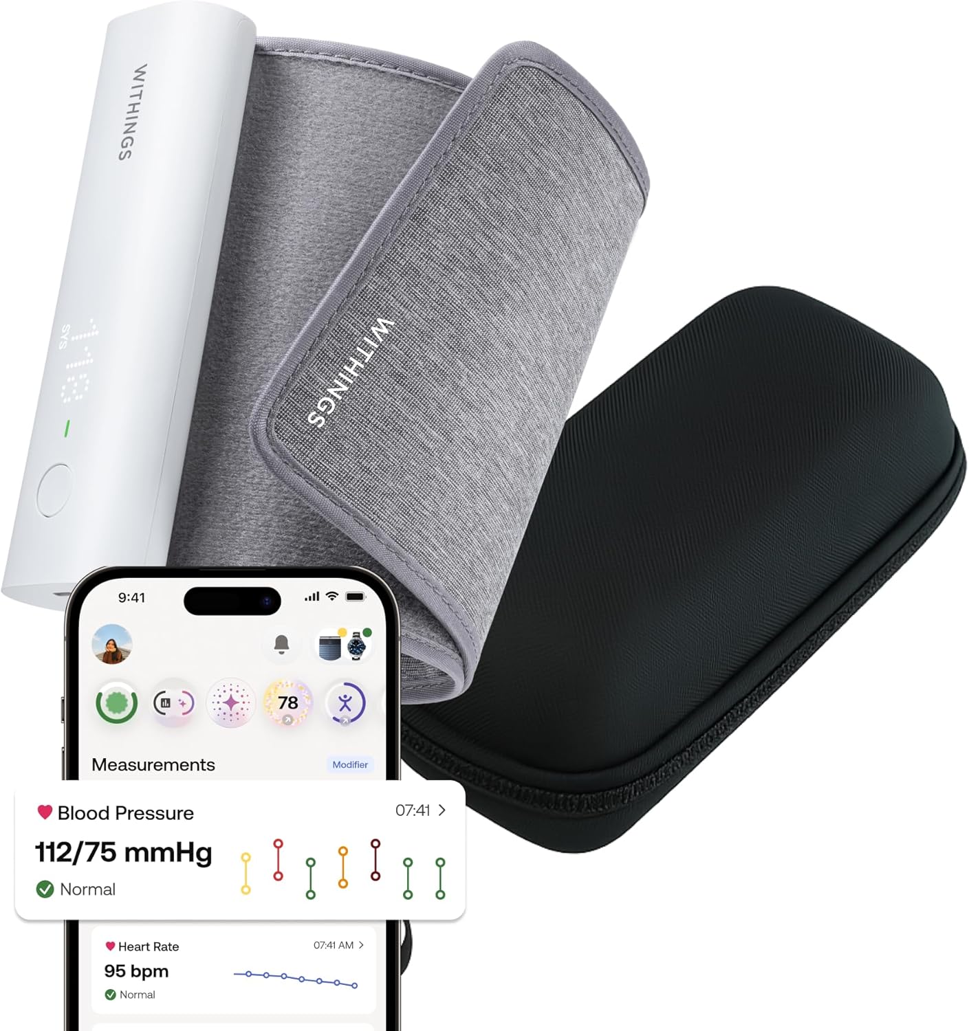 BUNDLE Withings BPM Connect + Reiseetui – Elektronisches Oberarm-Blutdruckmessgerät, Blutdruckmessgerät – WLAN und Bluetooth-Synchronisierung