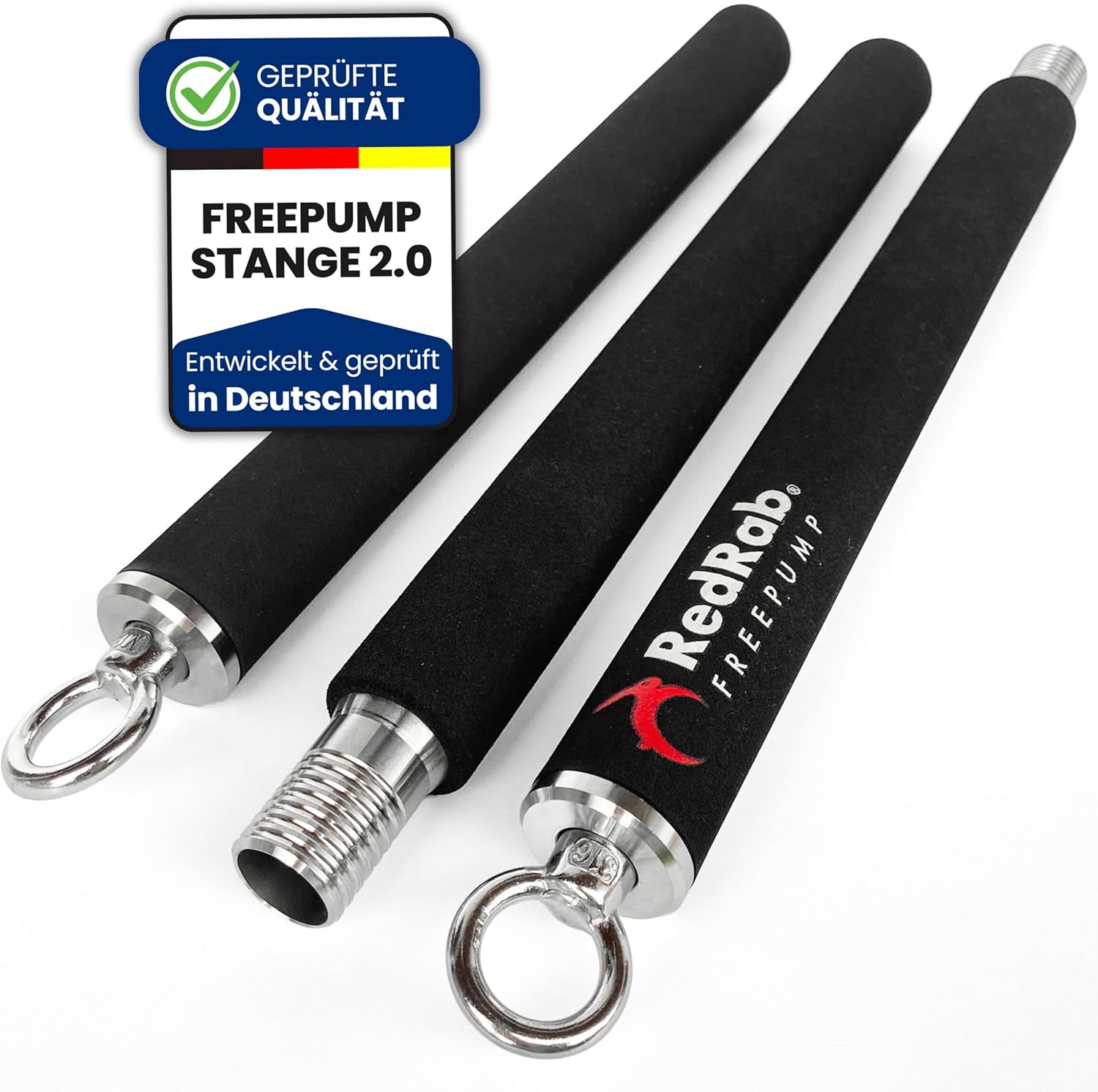 Red Rab FREEPUMP Fitness-Bar-Set – Widerstandsbänder, Stange, Krafttraining und Pilates – Fitnessbänder mit Stange als Heim-Fitnessgerät – Widerstandsbänder und Bar – Smarte Workout-Bar für das Training zu Hause