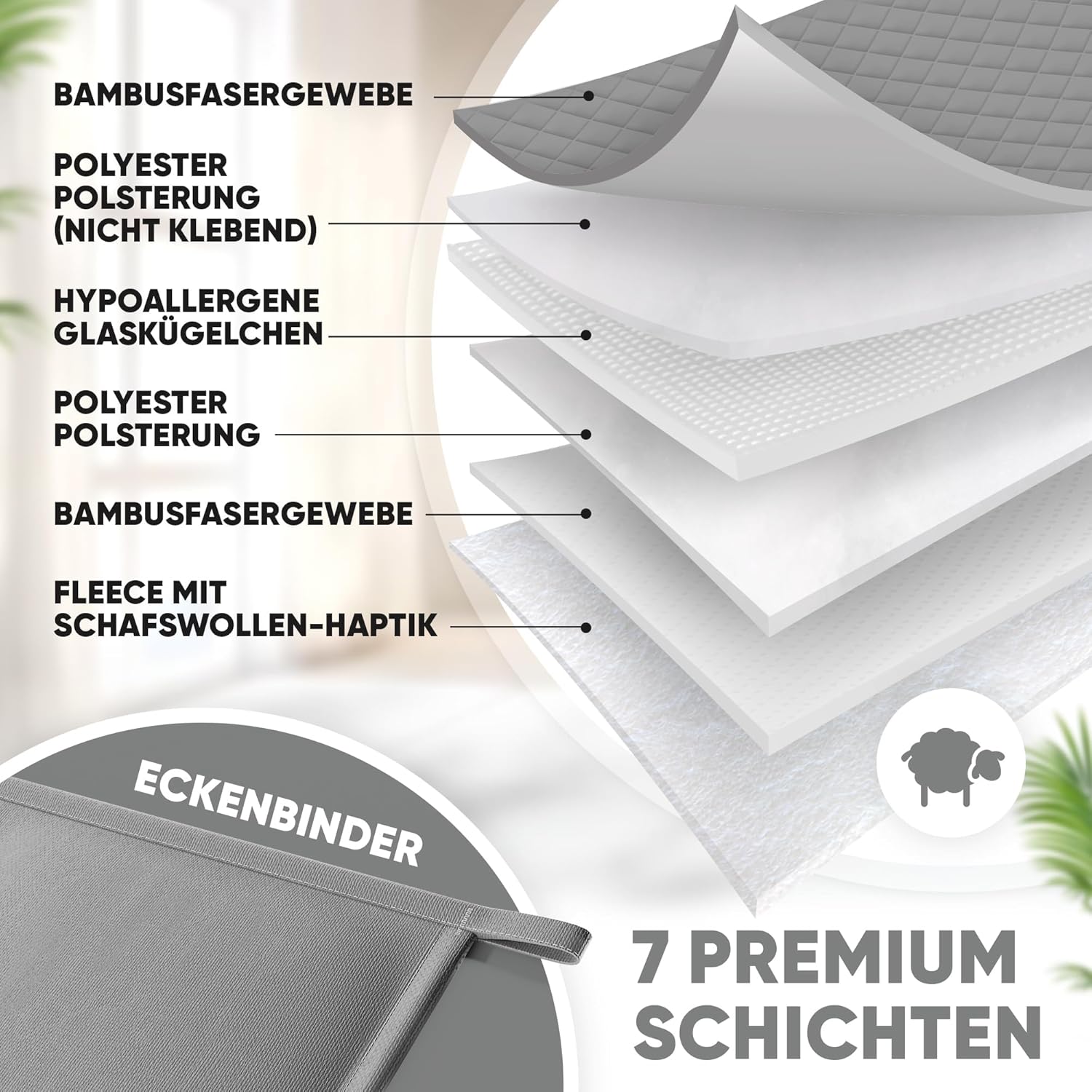 Gewichtsdecke – Gewichtsdecke & Therapiedecke 2-in-1, kühlend & wärmend – schwere Decke gegen Schlaflosigkeit, Stress & Angst – Bambusfaser-Fleece mit Glasperlen – Öko-Tex – Bild 3