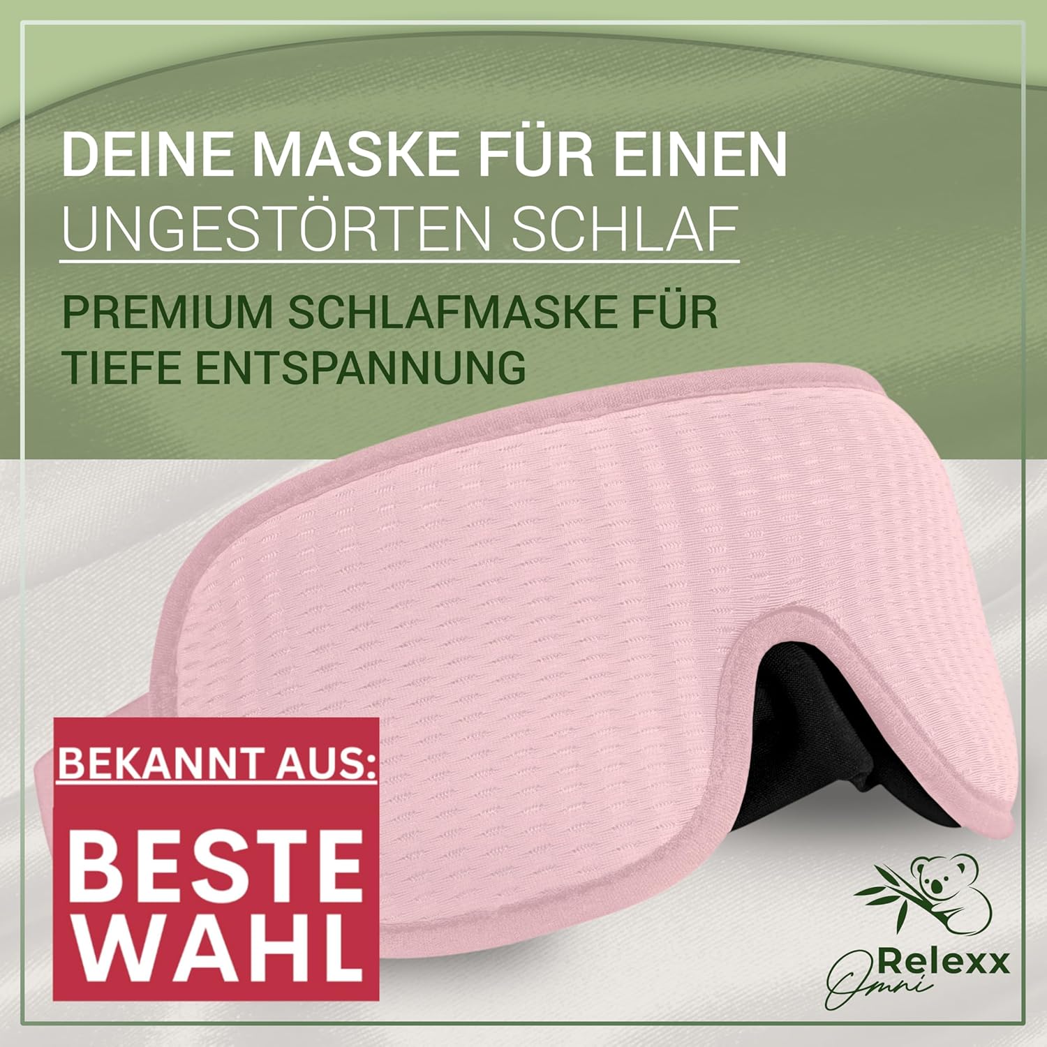 Schlafmasken für Damen – Atmungsaktive Schlafmaske – Bequeme & weiche Augenmaske – Lichtblockierend – Reisetasche – Schlafmaske – 3D-Aussparung für die Augen – Memory-Schaum (Rosa) – Bild 3