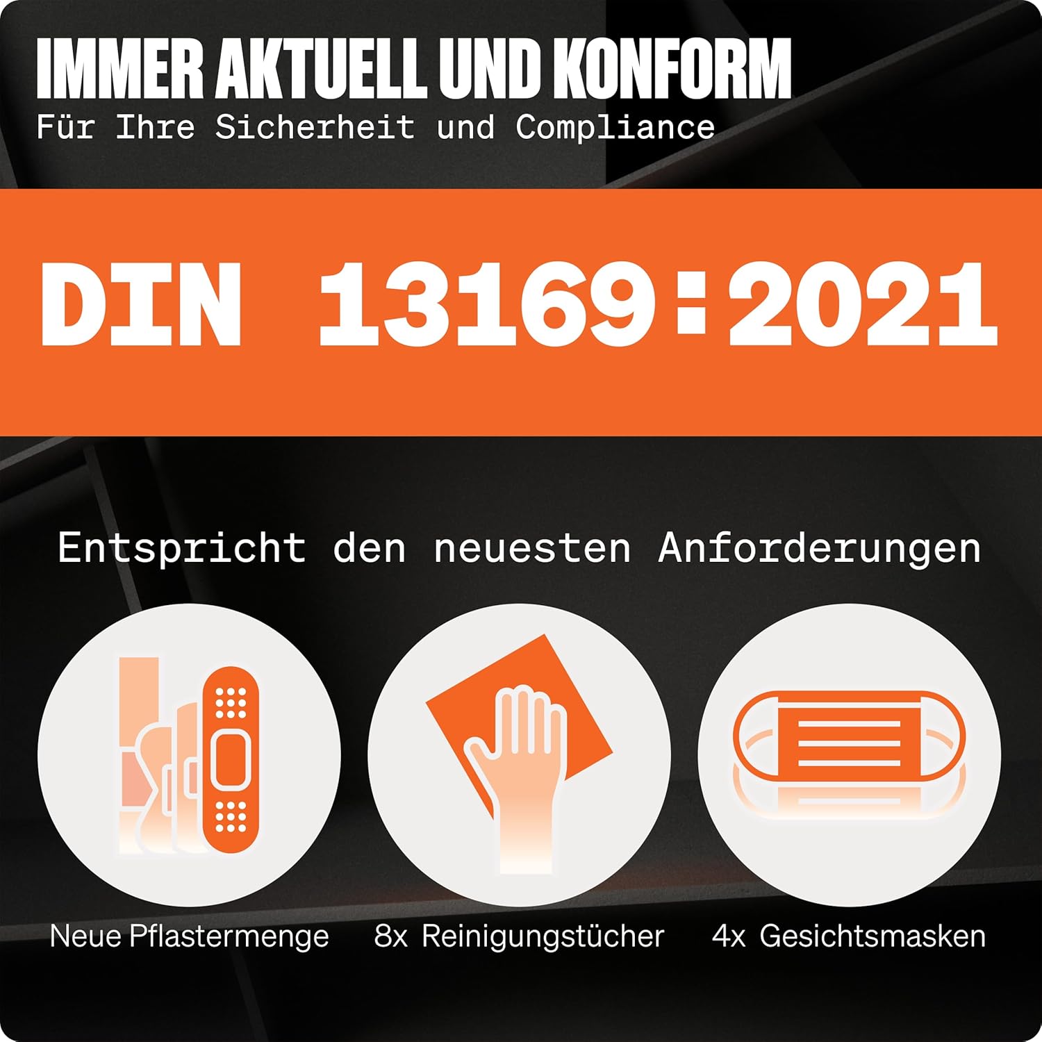 Erste-Hilfe-Nachfüllset DIN 13169:2021 inklusive Erste-Hilfe-Anleitung – Erste-Hilfe-Set Nachfüllset DIN 13169 mit praktischen Innentaschen für Unternehmen – Verbandsmaterial-Set – Bild 2