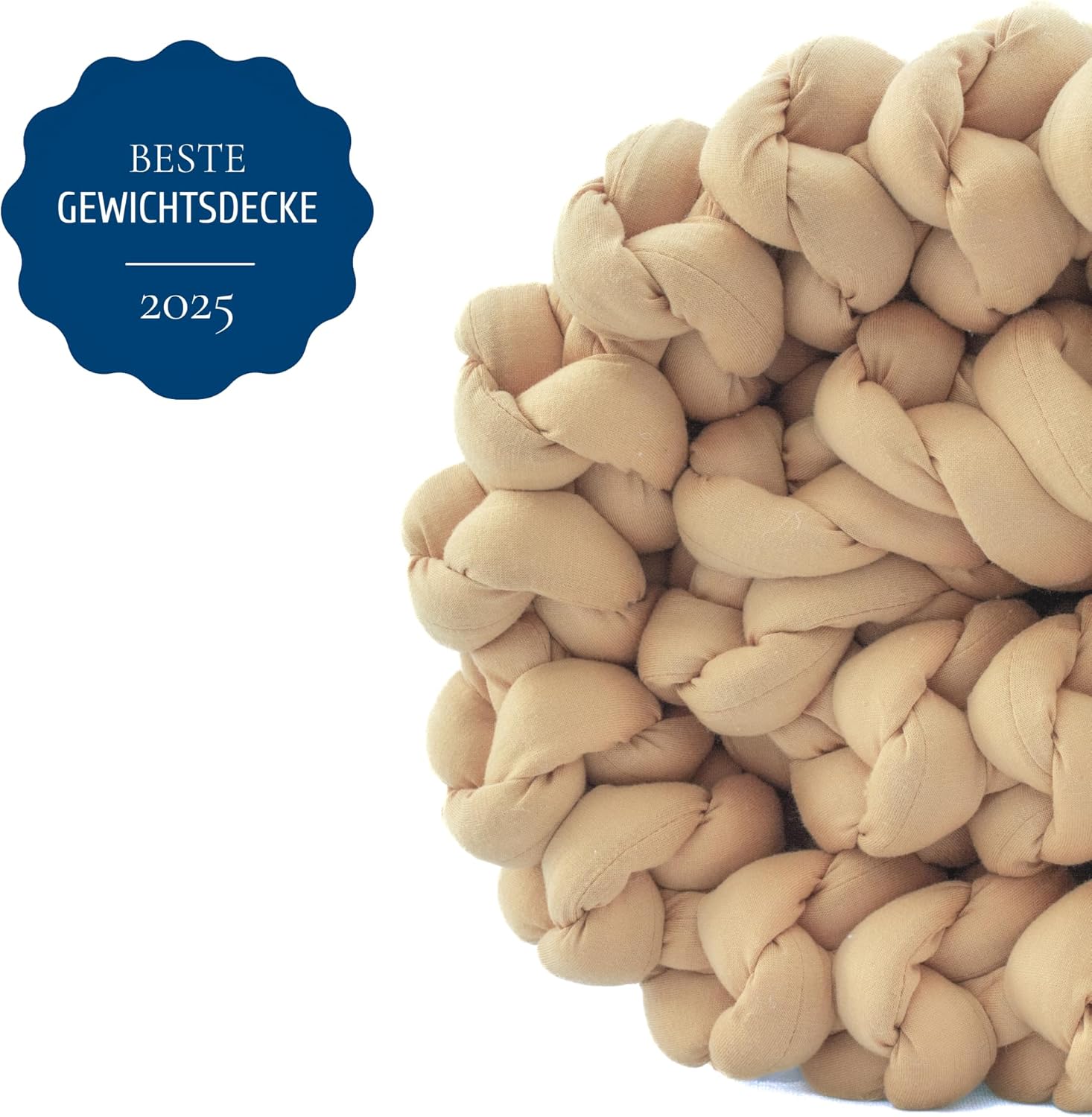 SIESTA Gewichtsdecke – Premium Grobstrick Beige (7 kg) – Atmungsaktive Therapiedecke gegen Stress & Schlafstörungen – 100 % RPET, nachhaltig, Öko-Tex & waschbar – Bild 7