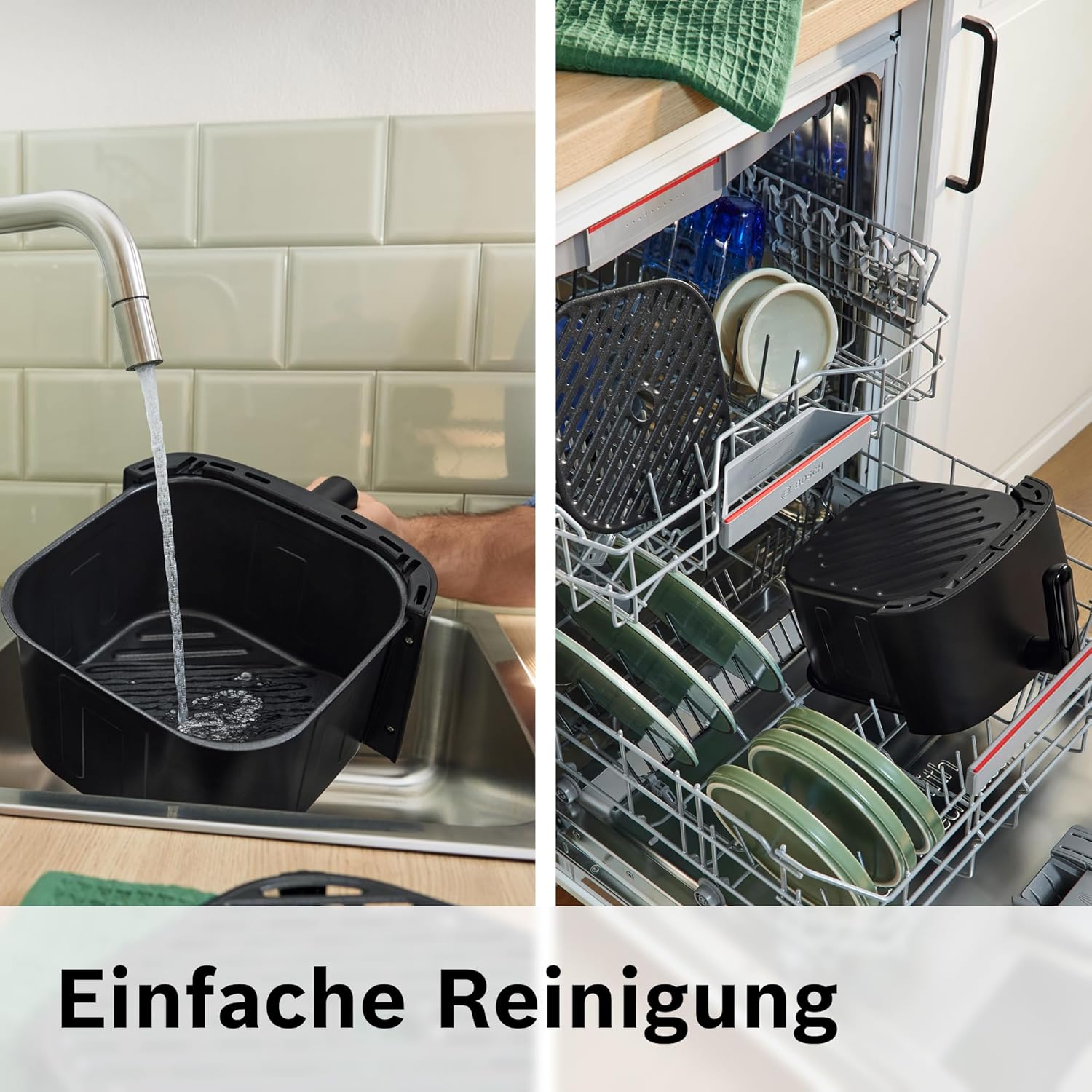 Bosch Heißluftfritteuse Serie 4, XL-Luftfritteuse, Schwarz, 6,1 l Fassungsvermögen, 7 Voreinstellungen, Auftau- und Warmhaltefunktion, Touchscreen, bis zu 60 % schnelleres Garen, MAF462B0 – Bild 6