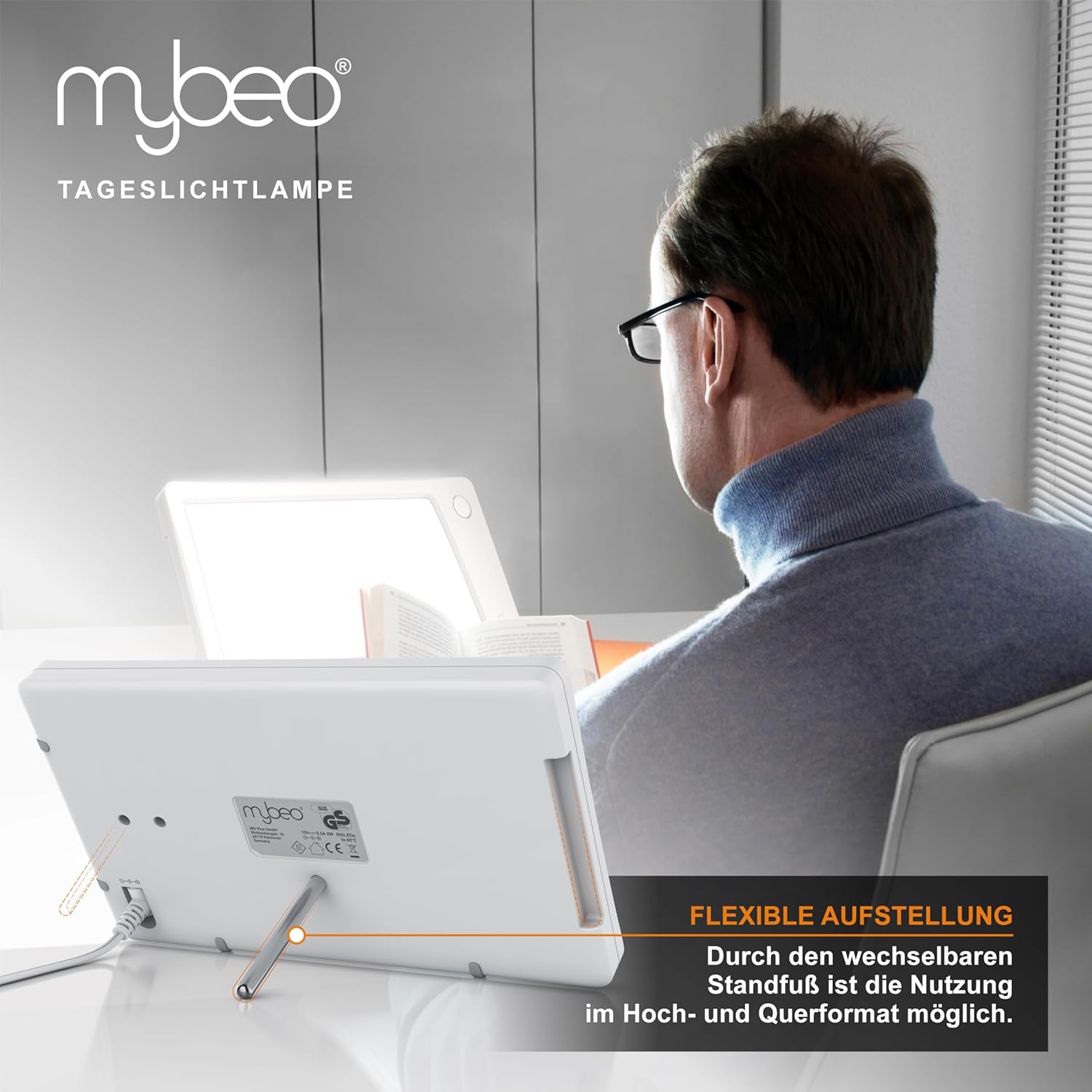CSL-Computer MyBeo - Tageslichtlampe Tageslichtsimulation Tageslichtlampe - Simulation von Tageslicht - Dimmbar mit 3 Helligkeitsstufen - Lichttherapie - Flimmer- und UV-frei – Bild 5