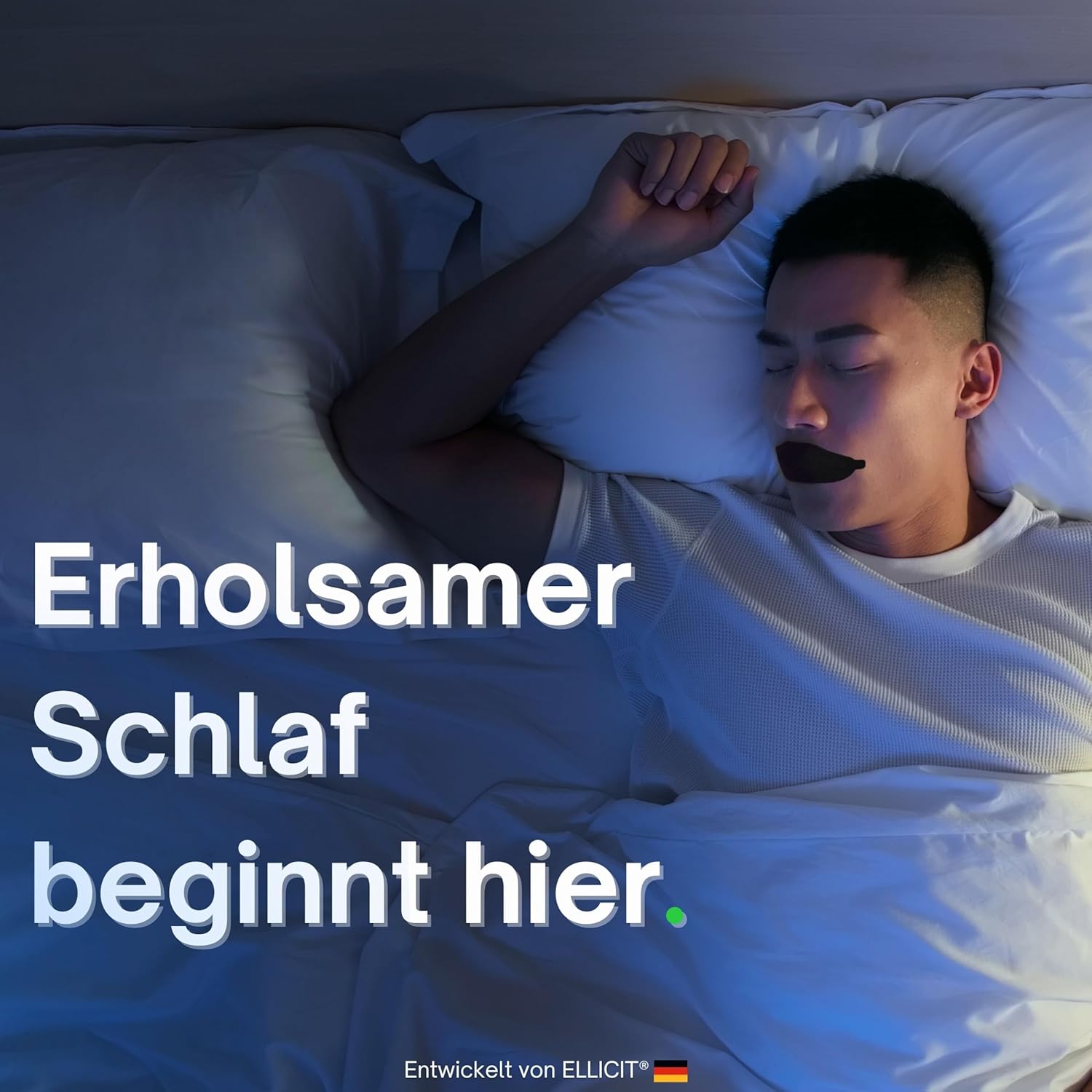 El licit Schlaf-Mundpflaster, 30 Stück, Premium-Mundband zum Schlafen, dezent aromatisiert, Schnarchpflaster gegen Schnarchen, optimaler Halt auch bei Bart, 95 % Baumwolle (angenehme Universalgröße) – Bild 3